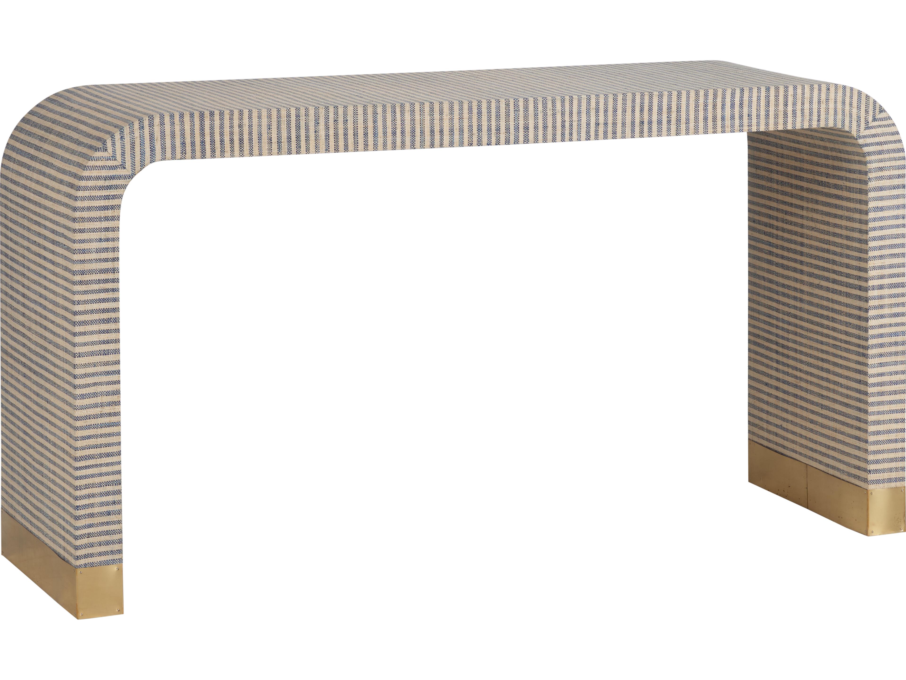 Rectangular Acrylic Blue Natural Polished Brass Console Table