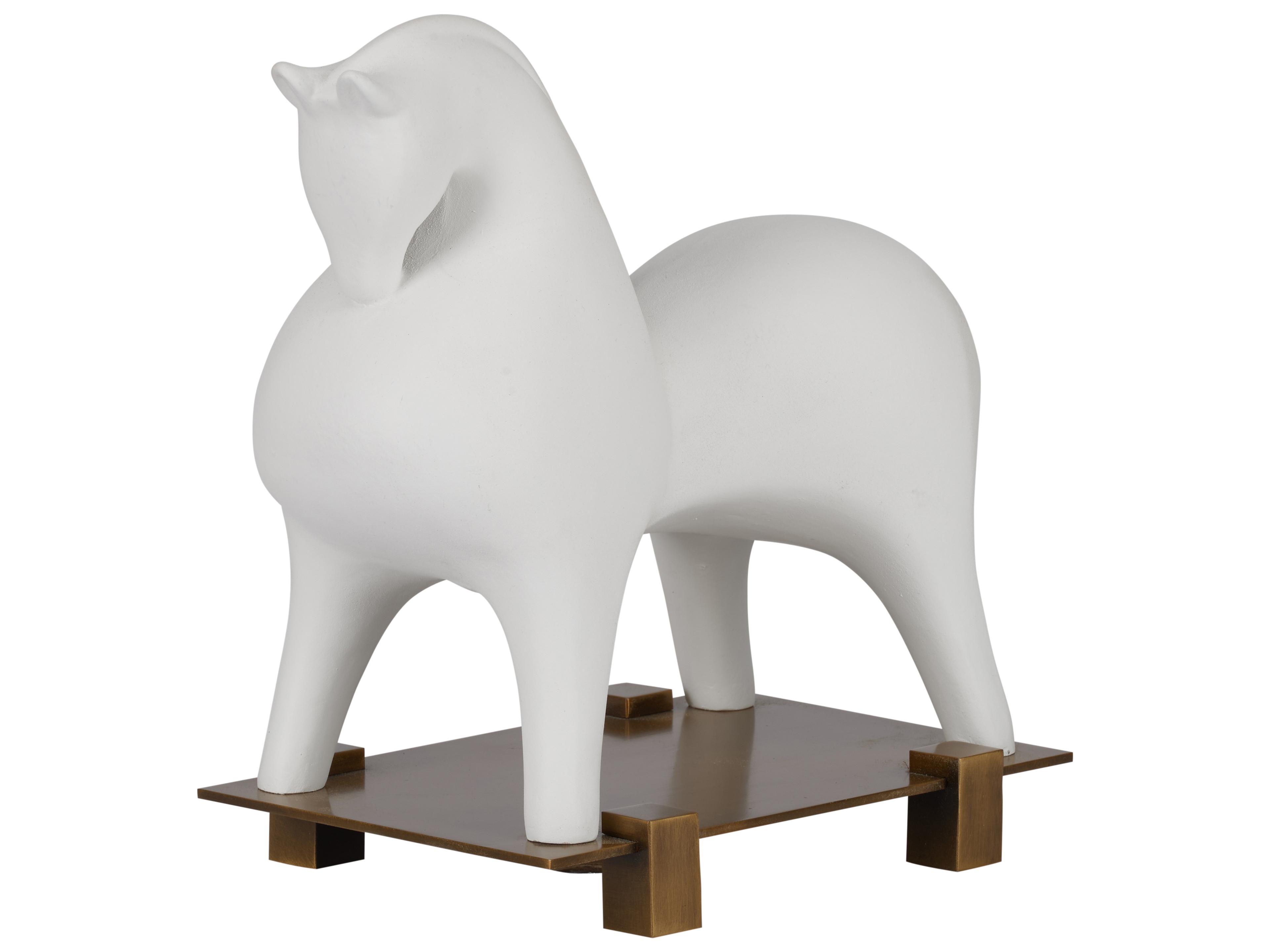 Chelsea House Matte White Glaze Antique Brass Sculpture