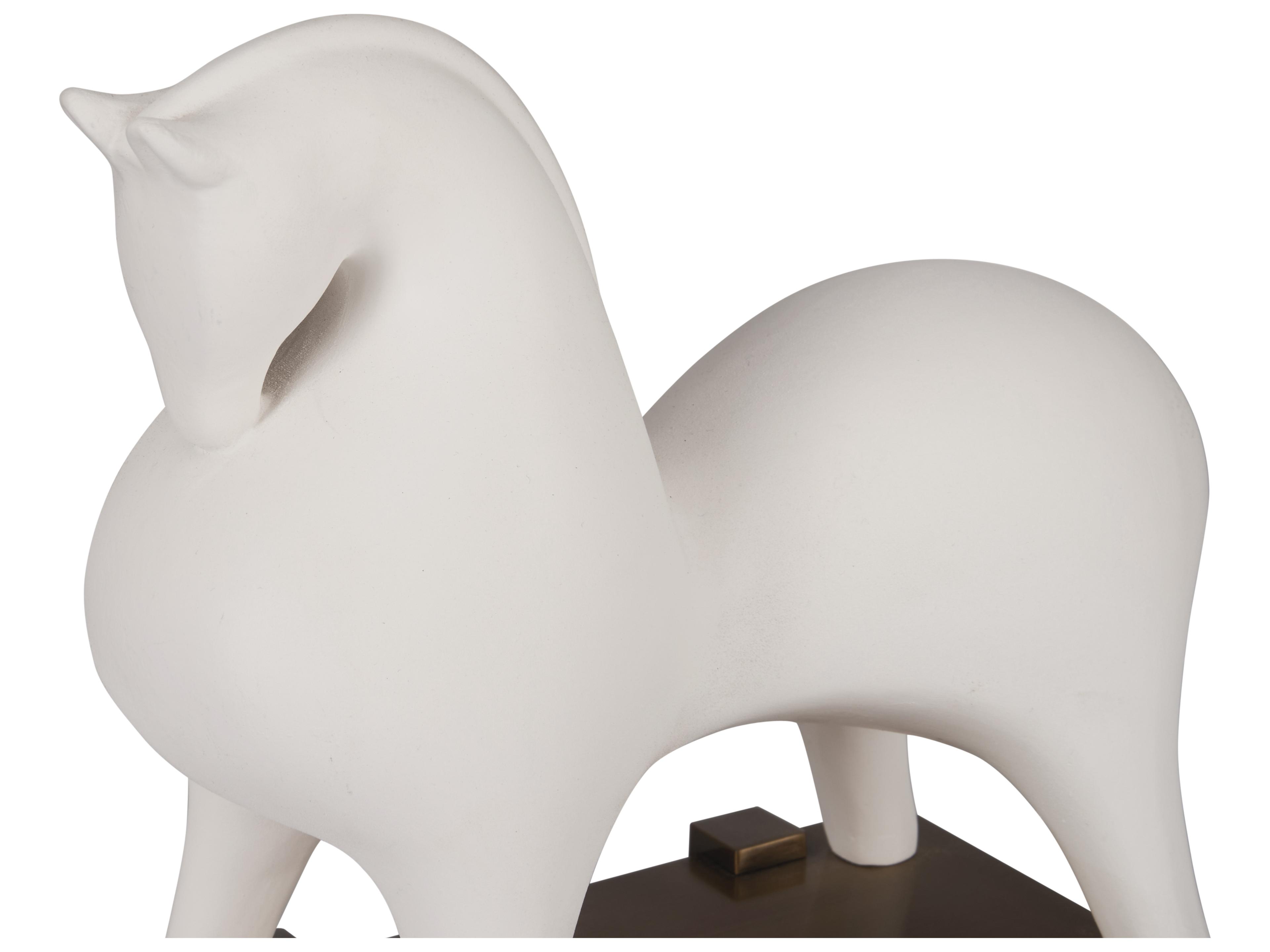 Chelsea House Matte White Glaze Antique Brass Sculpture