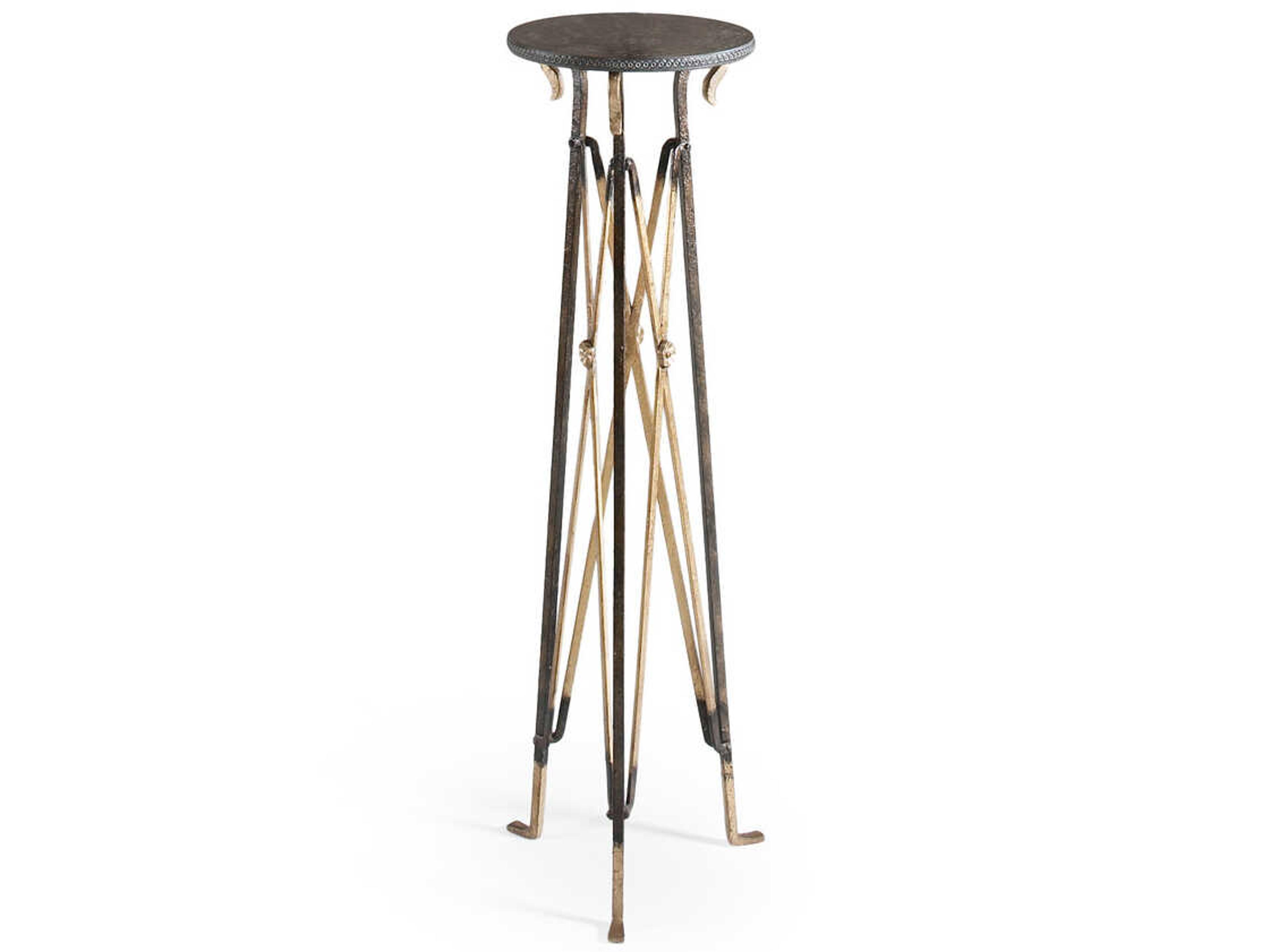 Chelsea House Churchill Round Metal Etched Brass & Gold End Table
