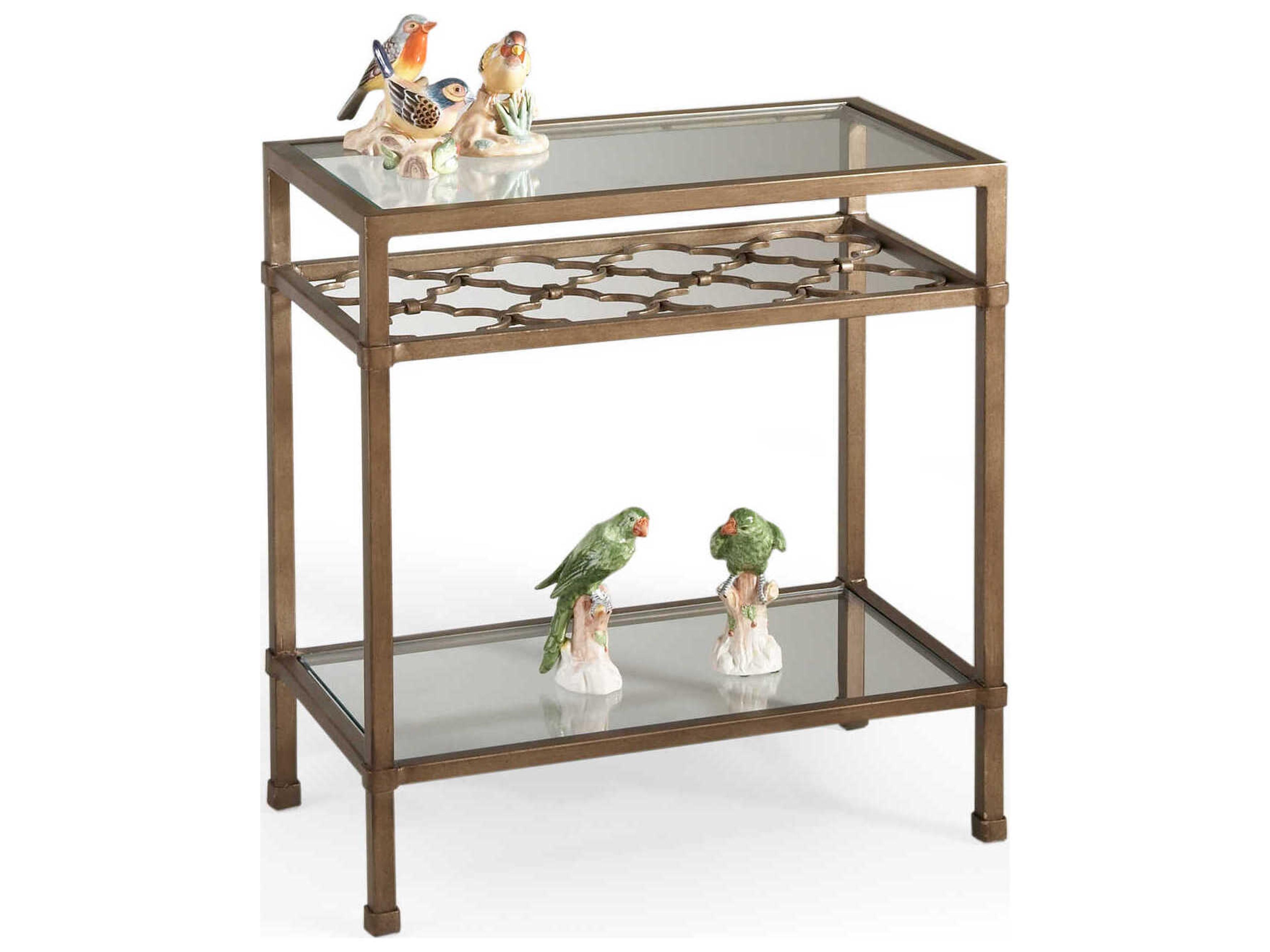 Bill Cain Pac Coast Rectangular Glass Silver Gold Side Table