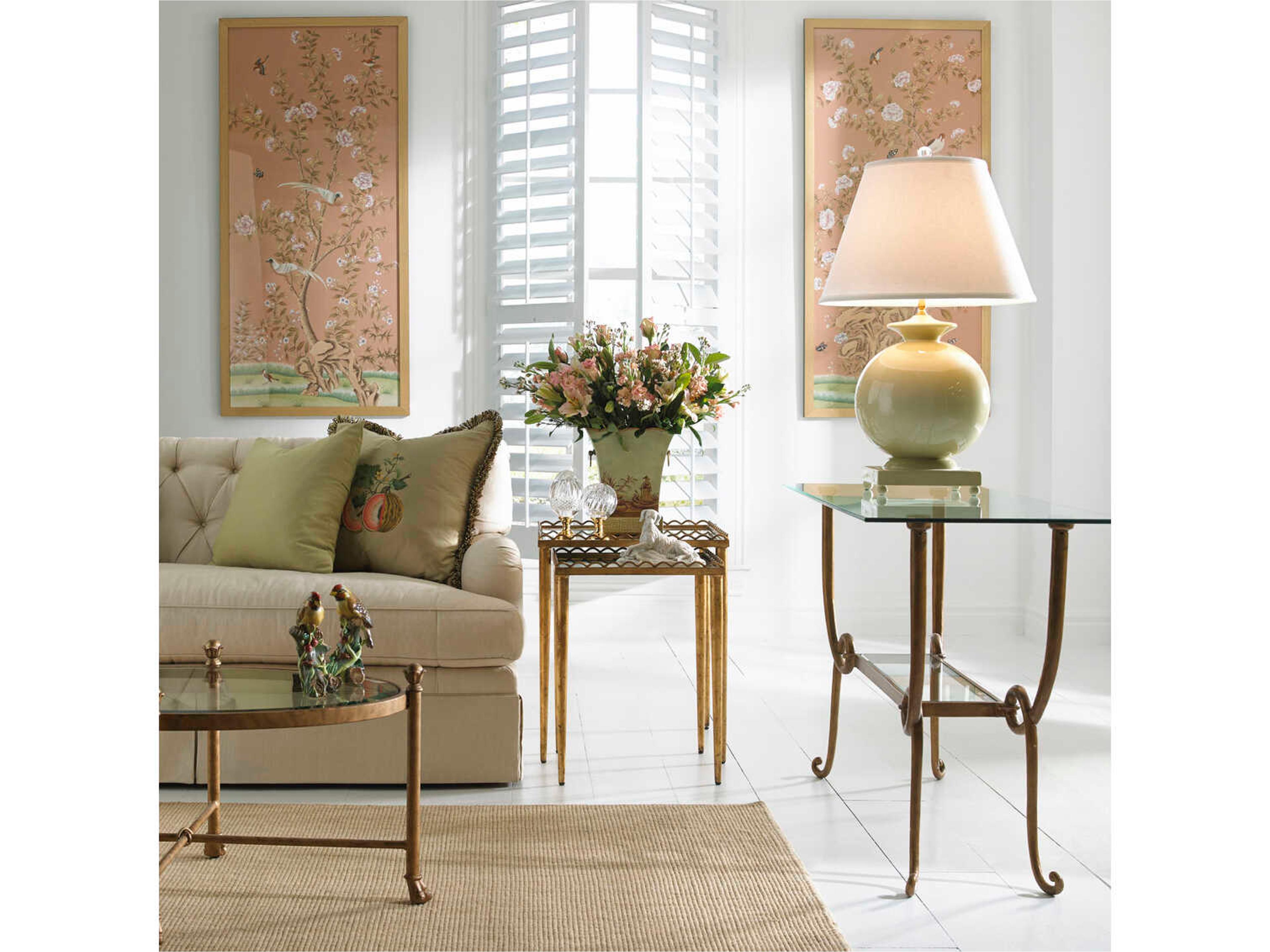 Chelsea House Gordon Oval Glass Antique Gold Coffee Table