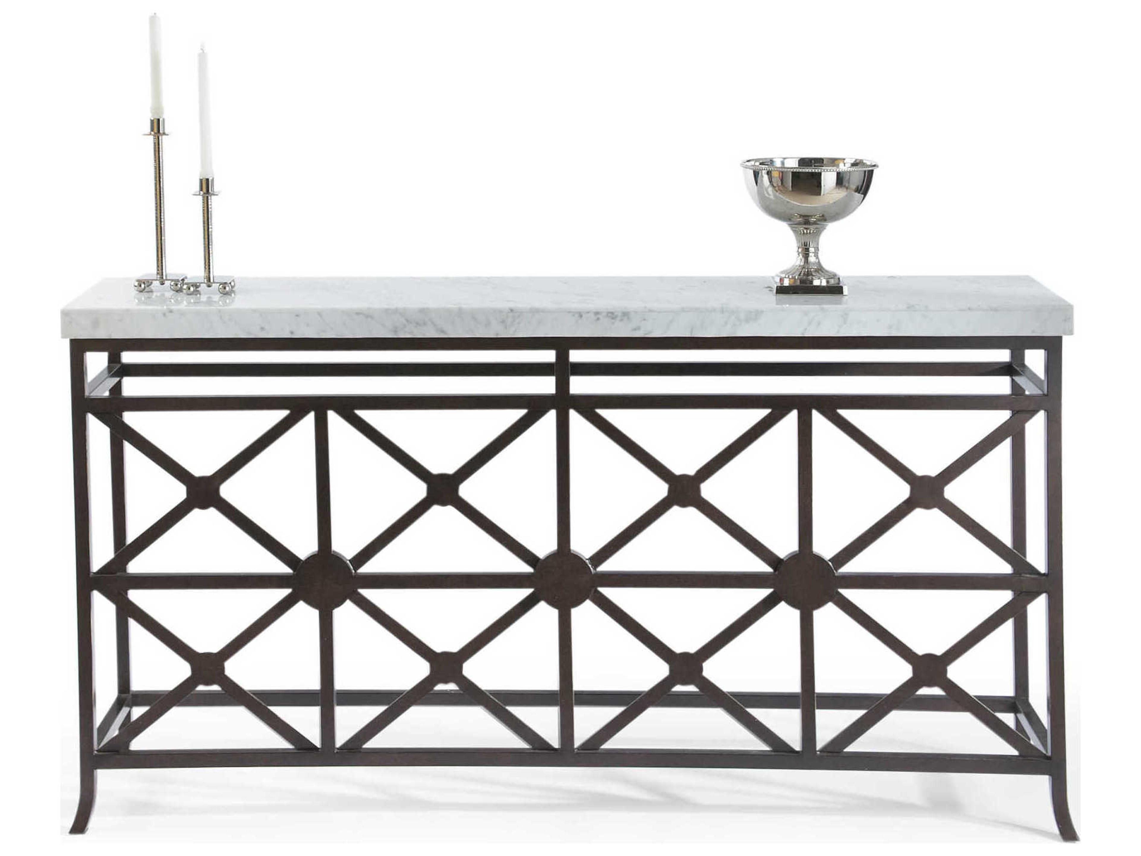 Rectangular Marble Brown Console Table