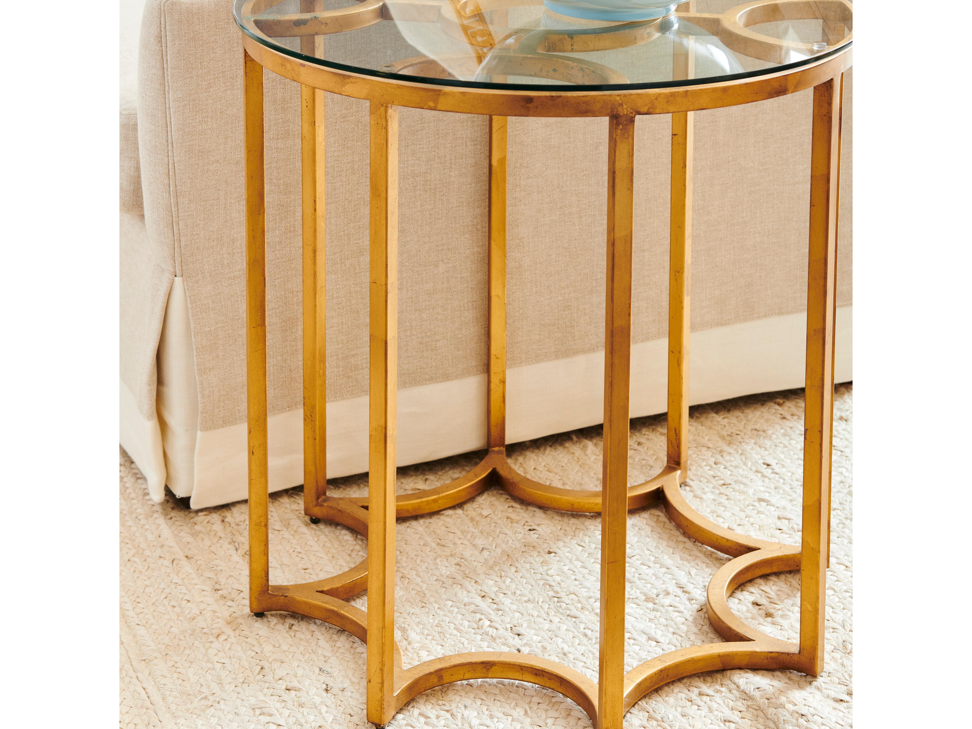 Chelsea House Round Glass Gold End Table