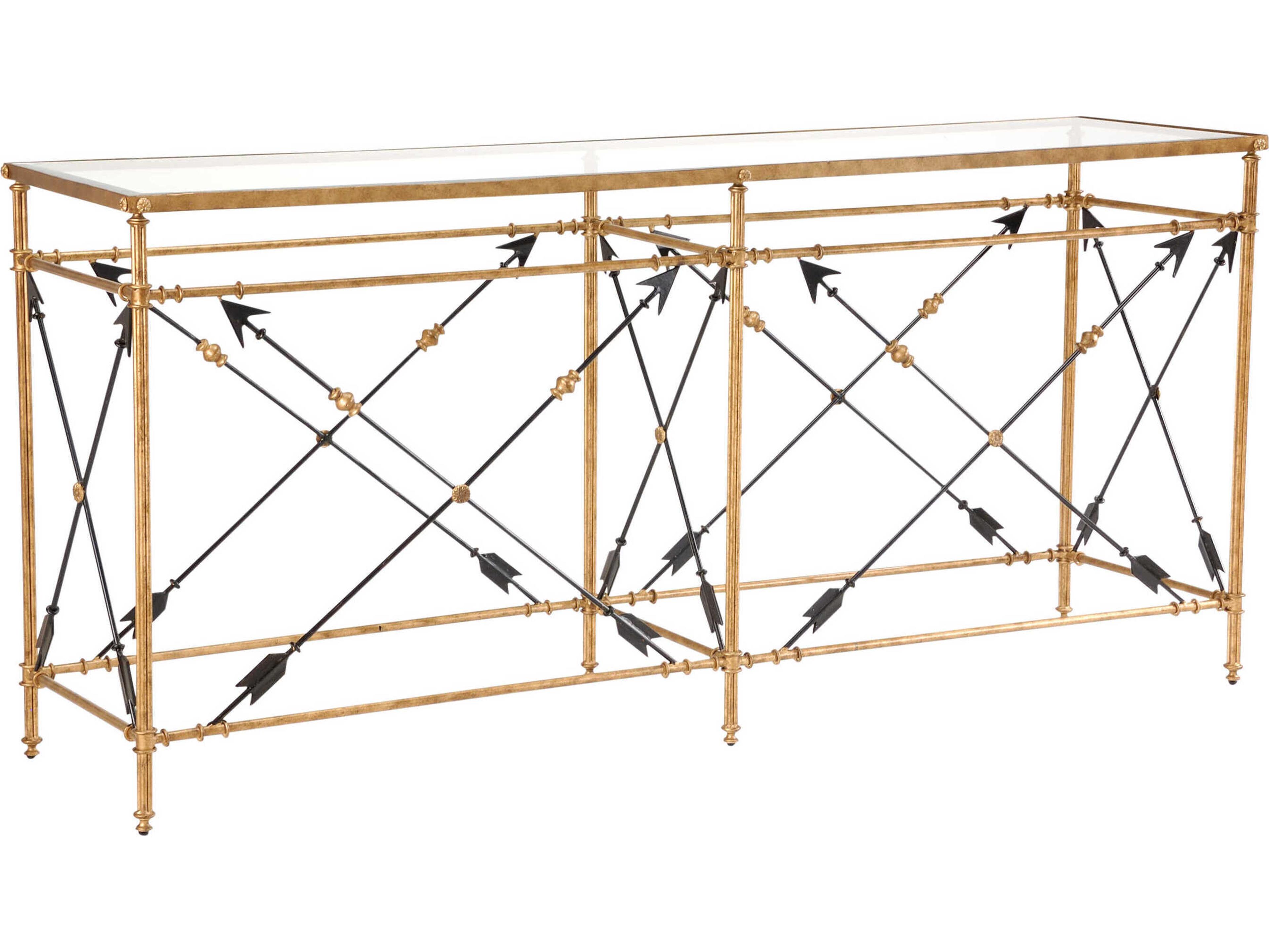 Bill Cain Arrow Rectangular Glass Gold Black Console (Lg)