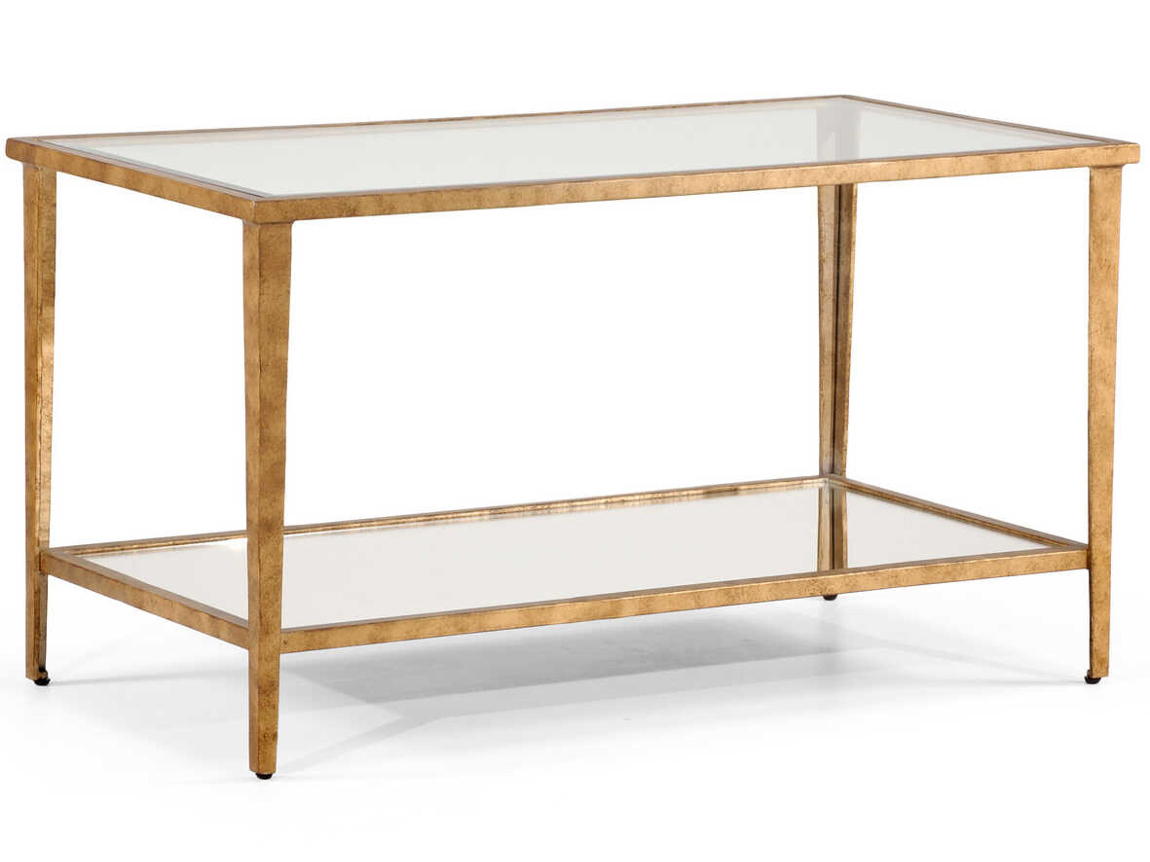 Carson Rectangle Cocktail Table Gold with Mirrored Shelf