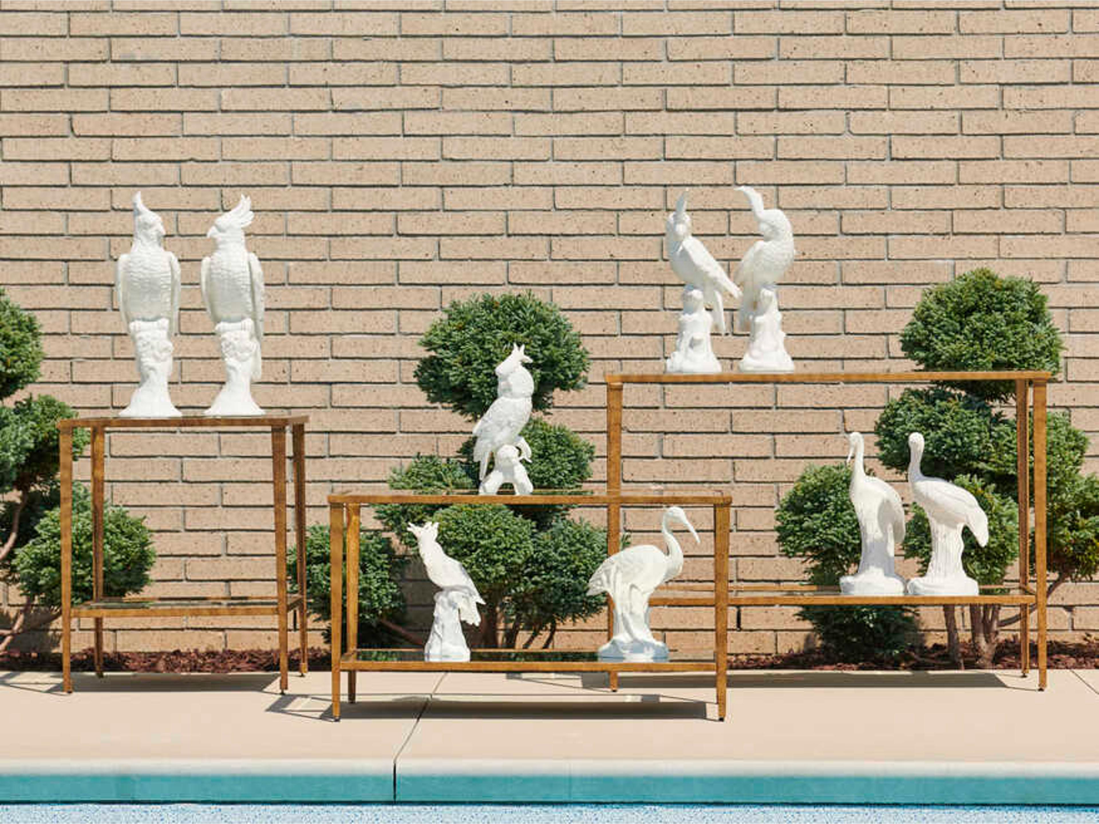 Chelsea House Rectangular Glass Antique Gold Leaf Coffee Table