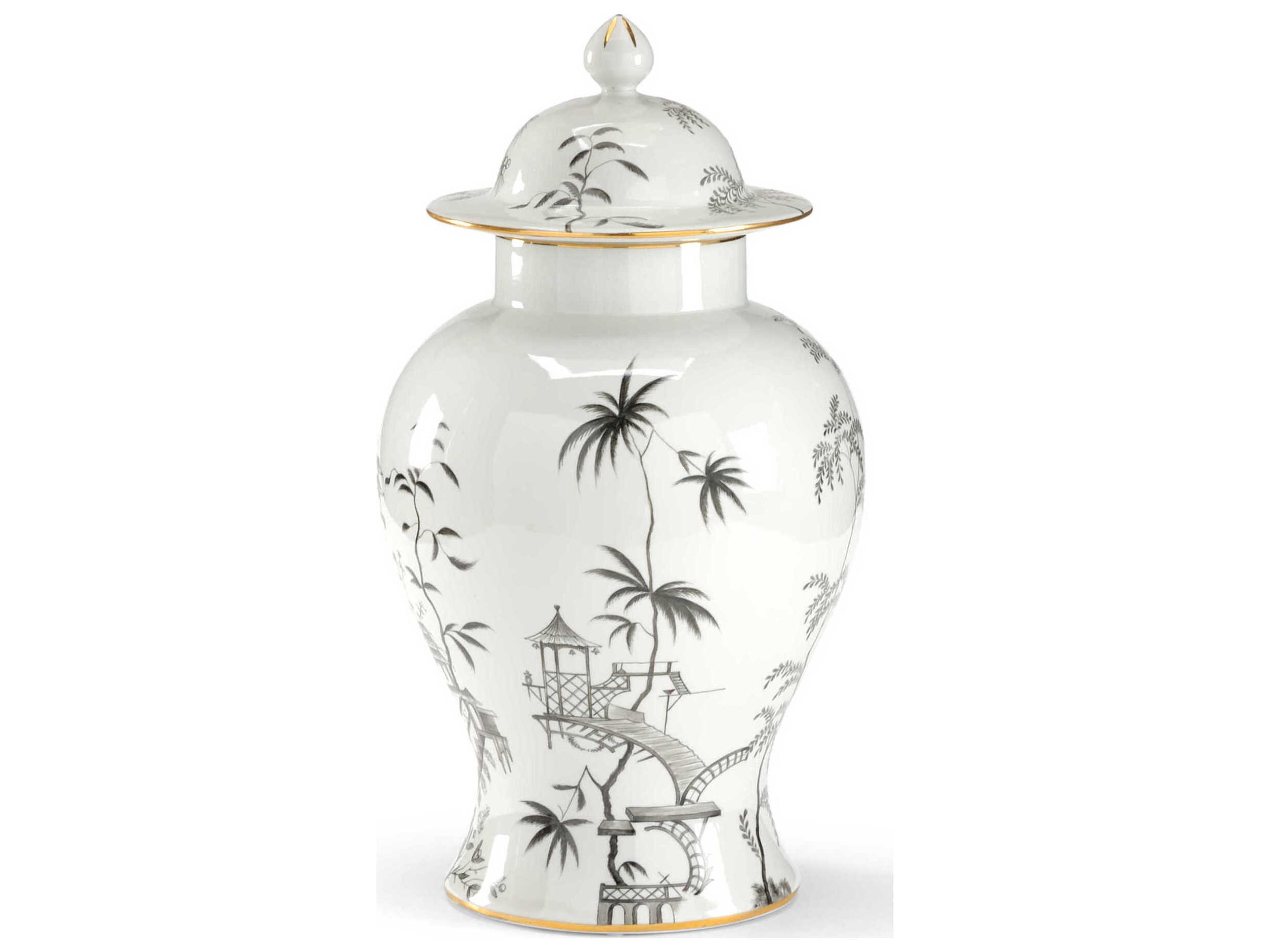Black/White Chinoiserie Jar