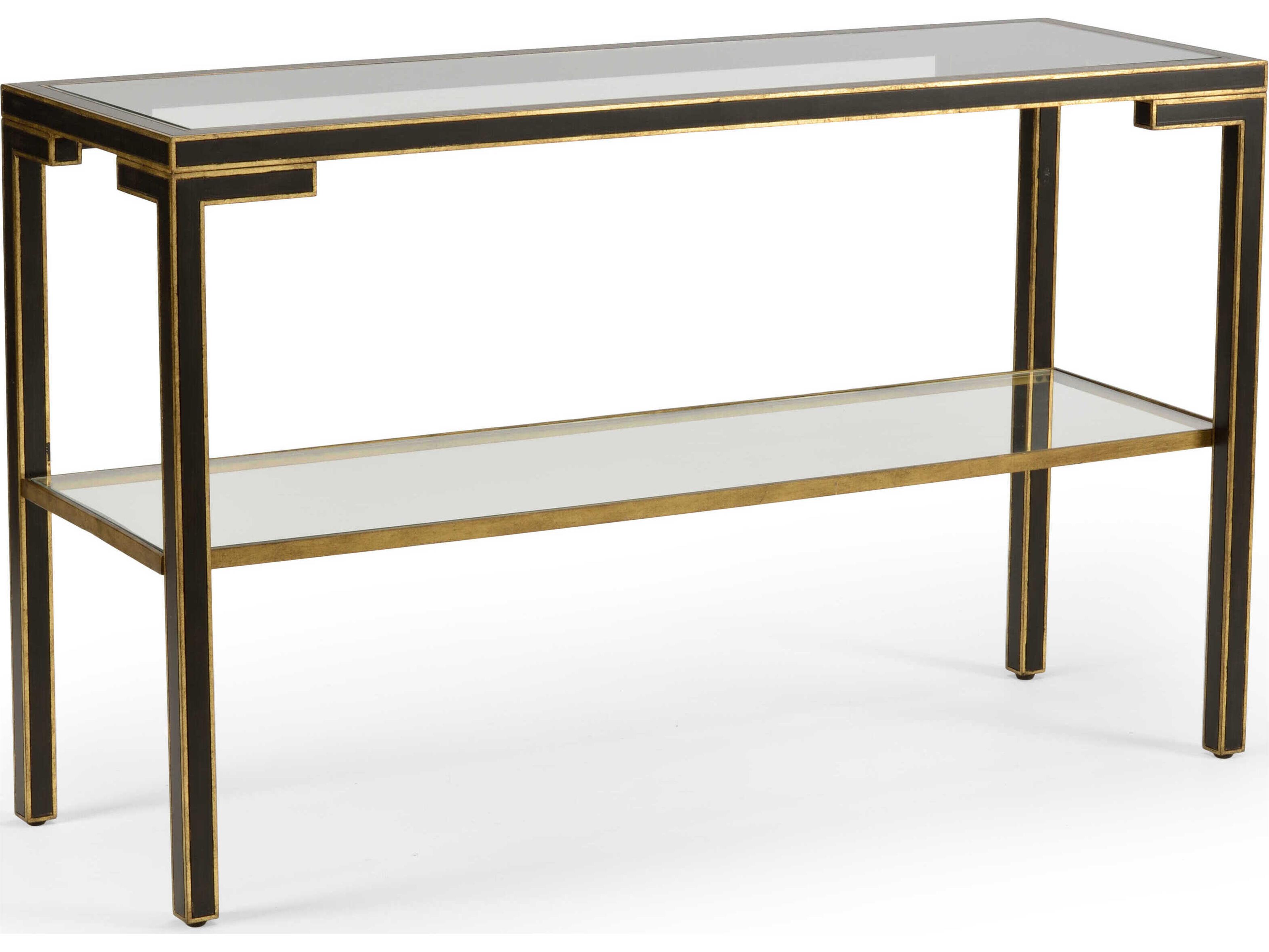 Chelsea House Decker Rectangular Glass Black Gold Console