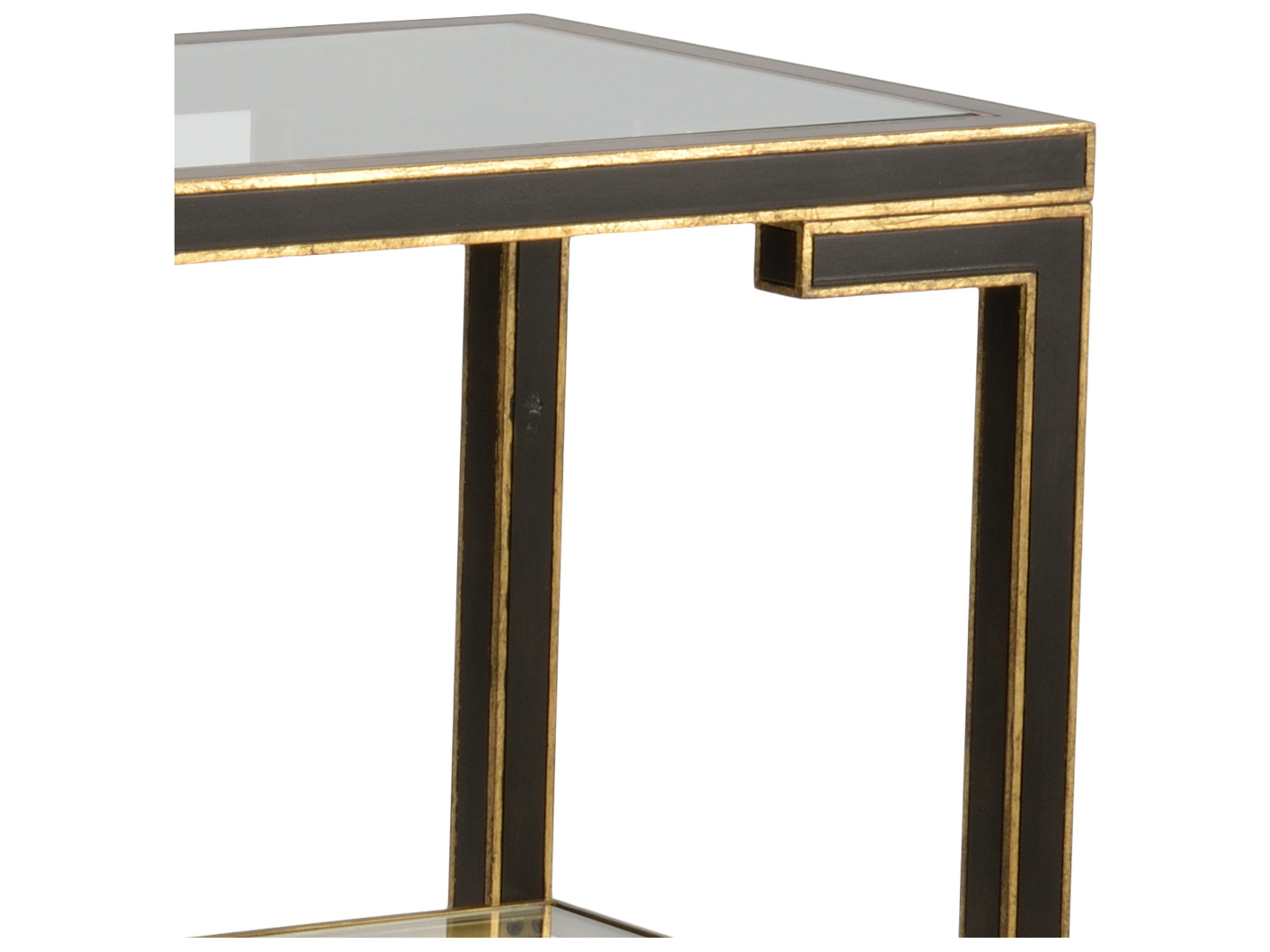 Chelsea House Decker Rectangular Glass Black Gold Console