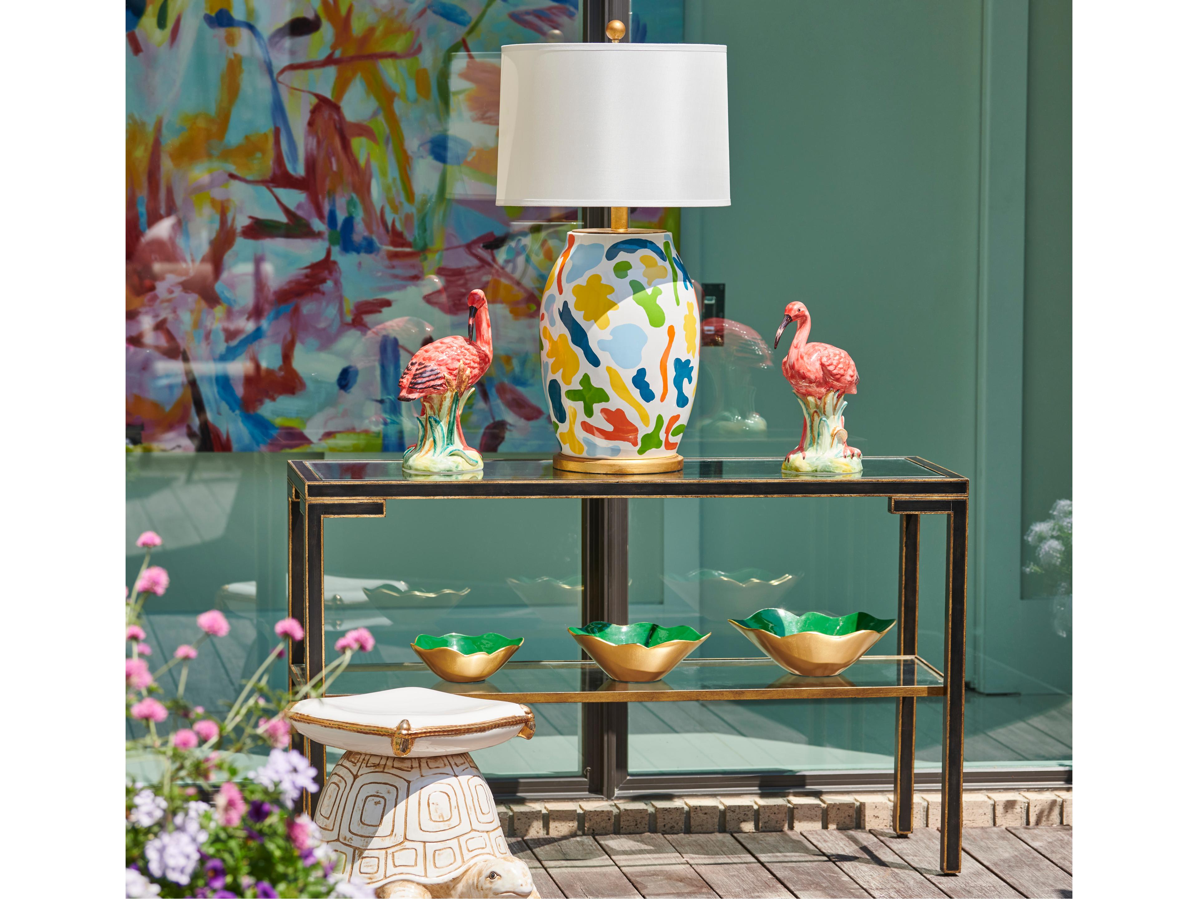 Chelsea House Decker Rectangular Glass Black Gold Console