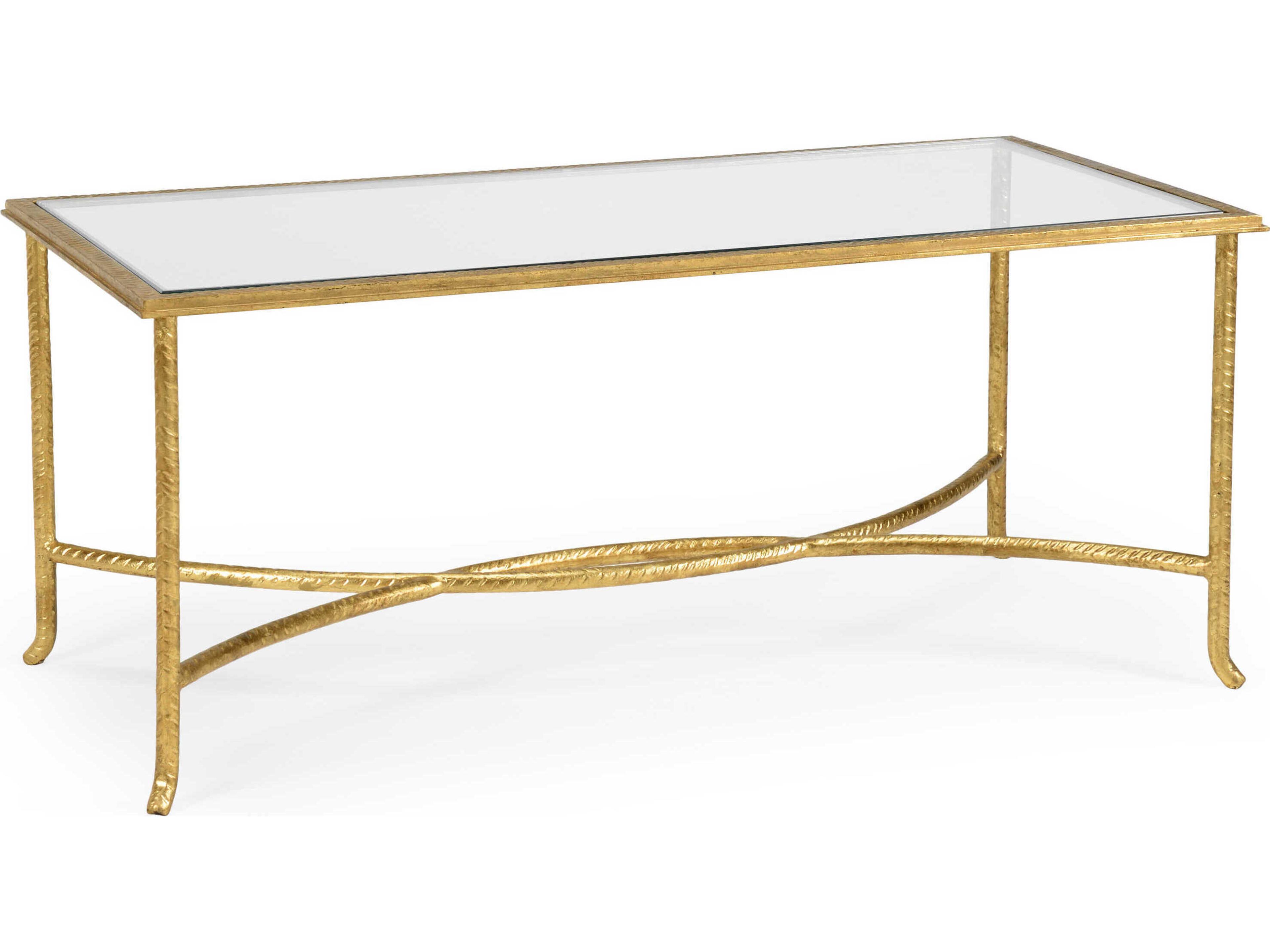 Watson Rectangle Coffee Table with Clear Glass Top and Gold Finish