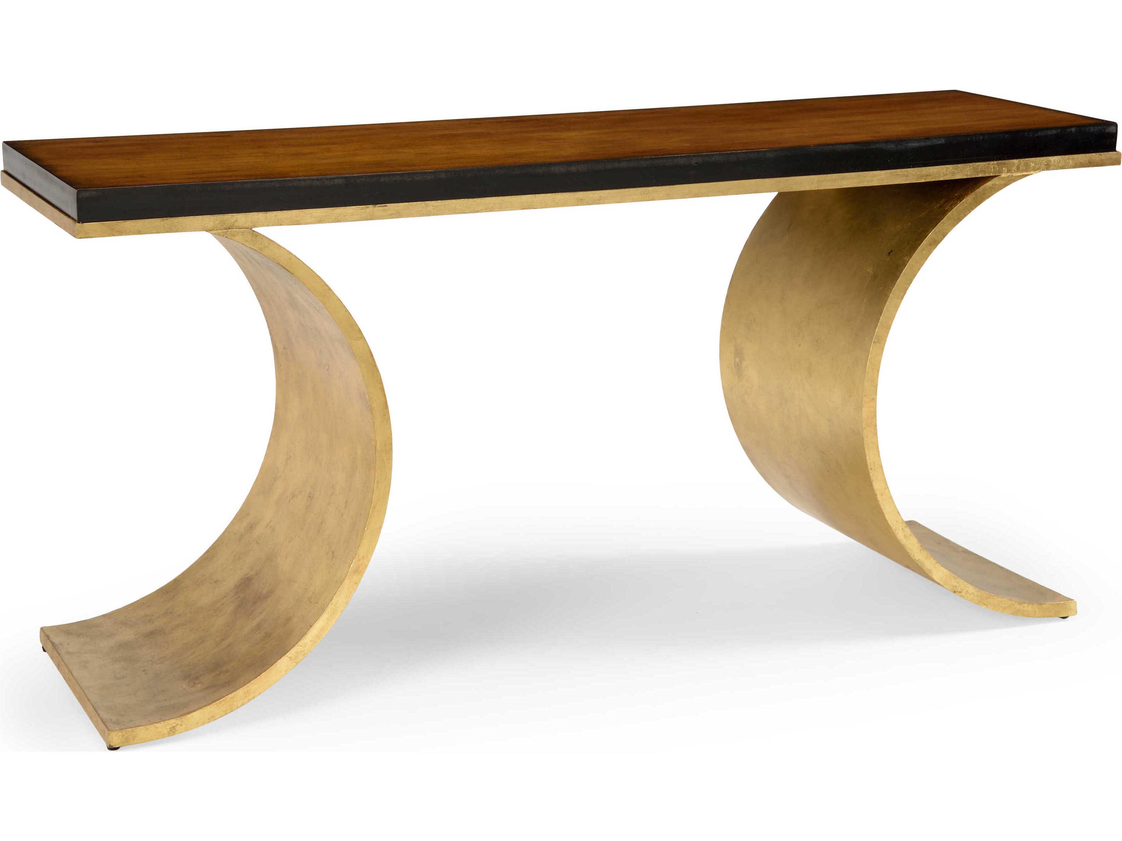 Thames Rectangular Wood Brown Gold Console -