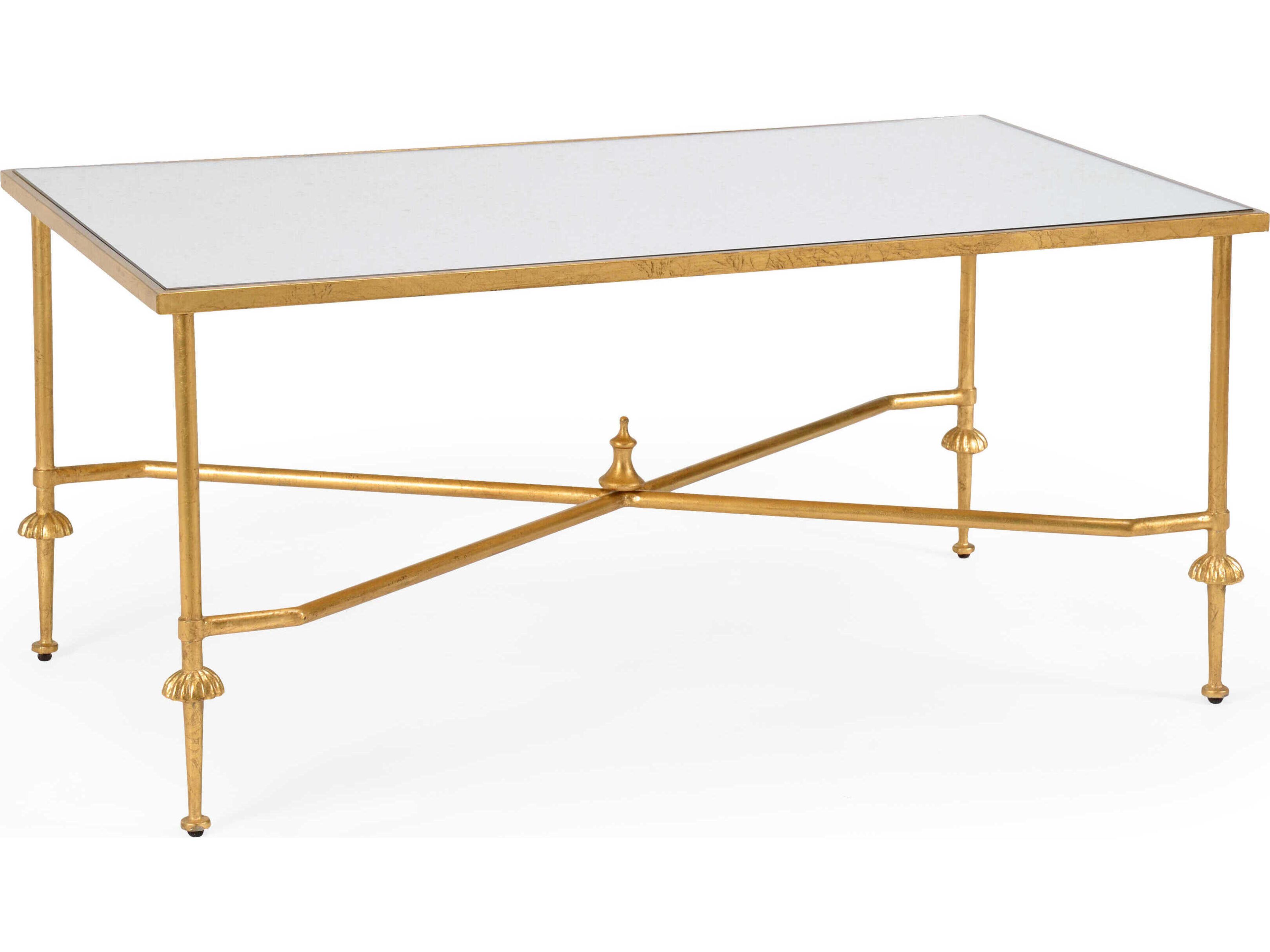 French Rectangular Mirror Cocktail Table - Gold