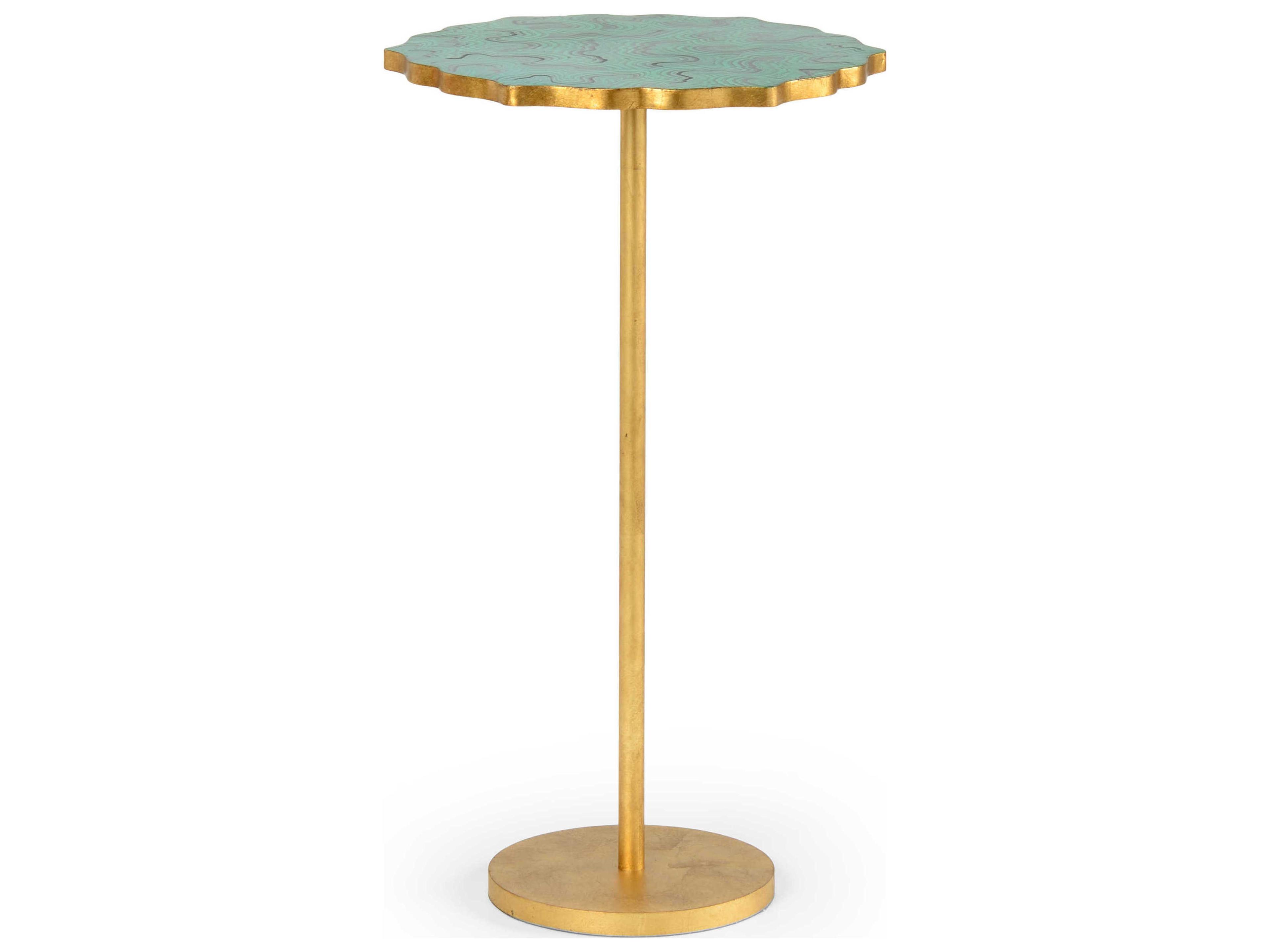 Chelsea House Malachite Marble Green Gold Side Table
