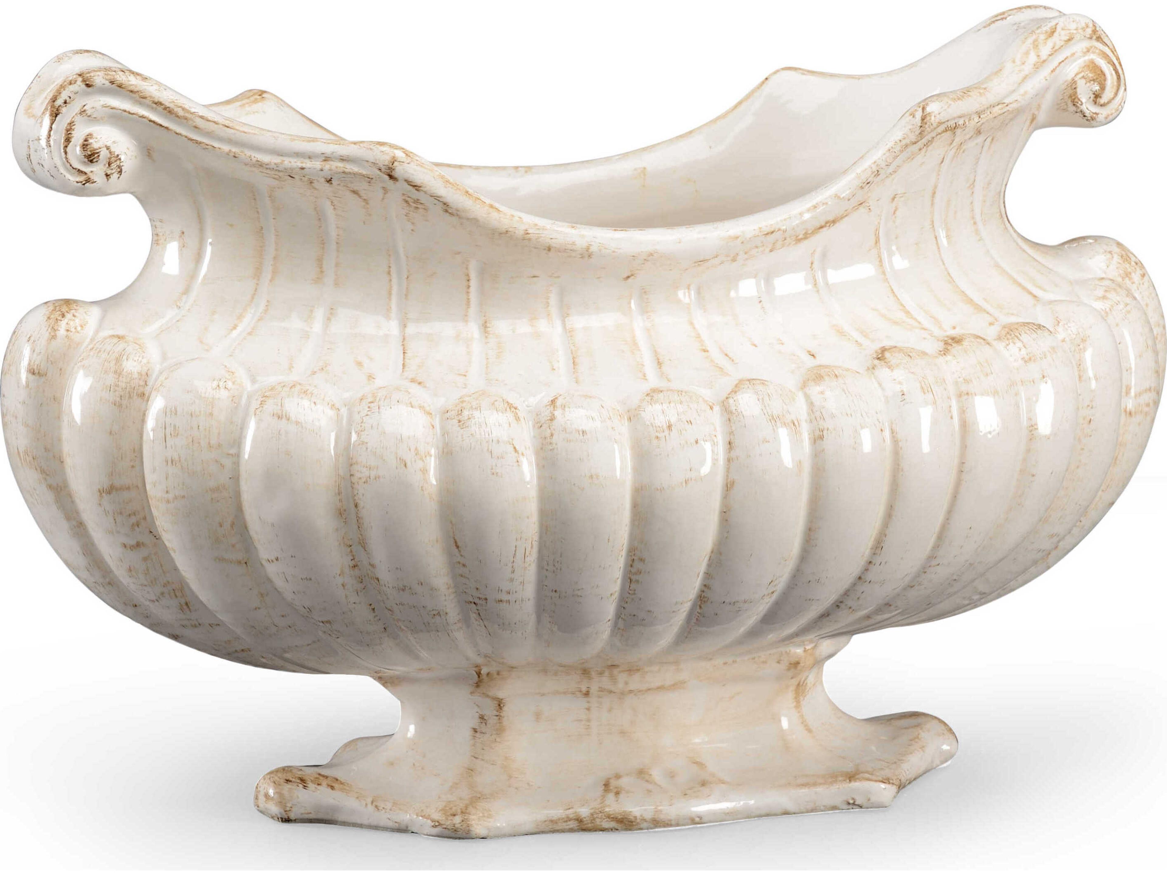 Antique White Oval Pot