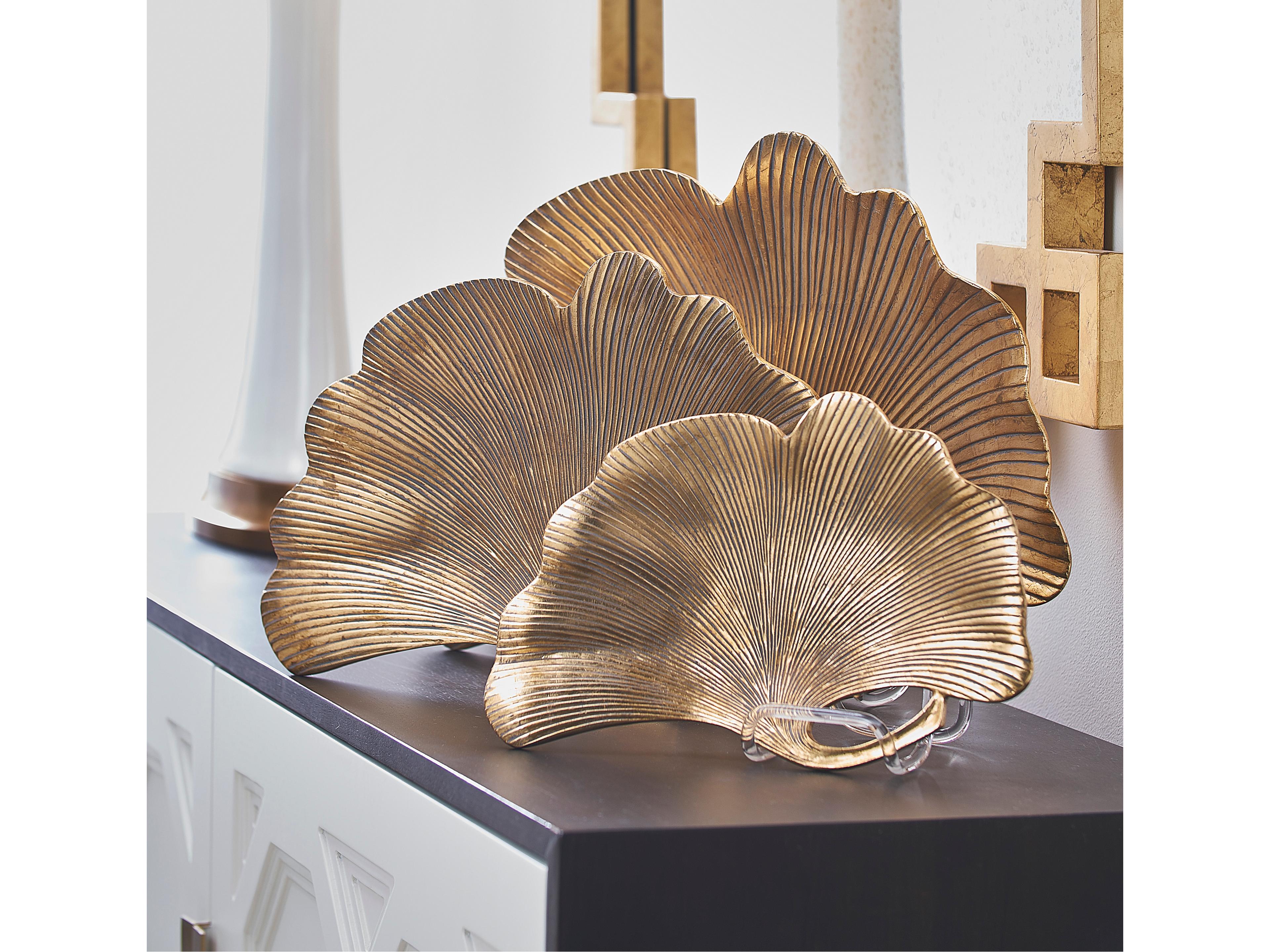 Chelsea House Elizabeth Wicker Lotus Leaf Trays - Gold