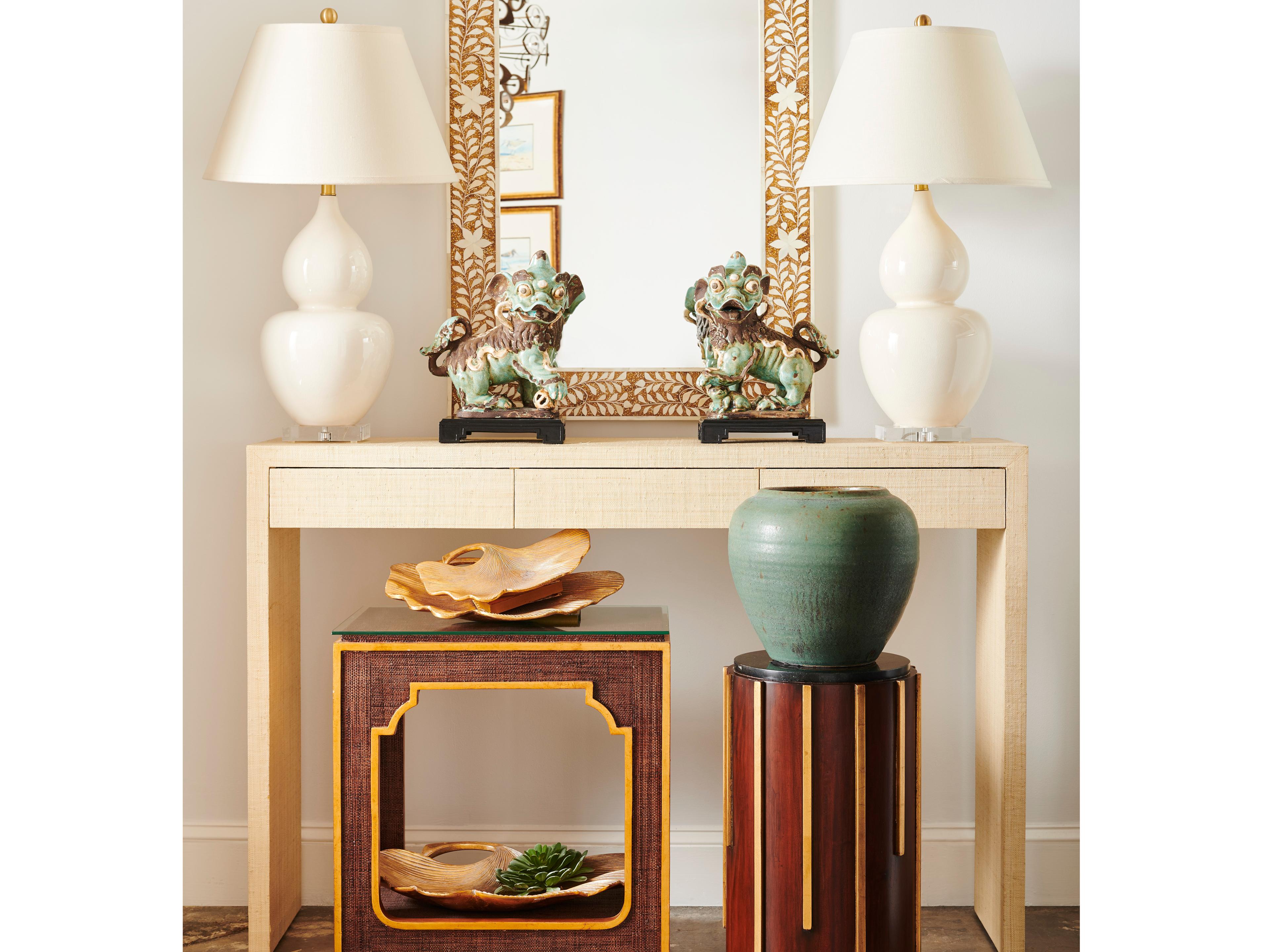 Chelsea House Elizabeth Wicker Lotus Leaf Trays - Gold