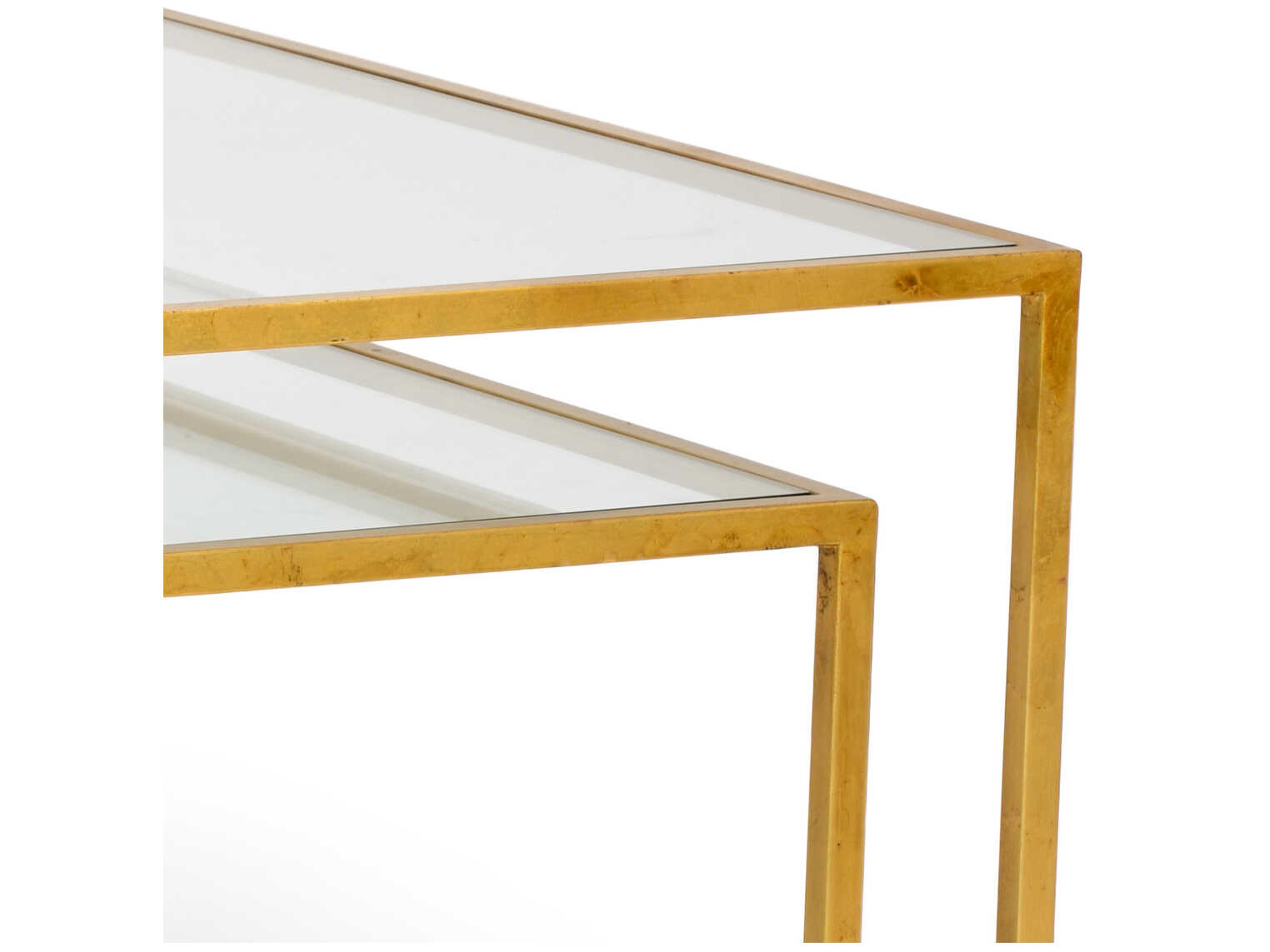 Chelsea House Nested Rectangular Glass Gold Leaf Coffee Table