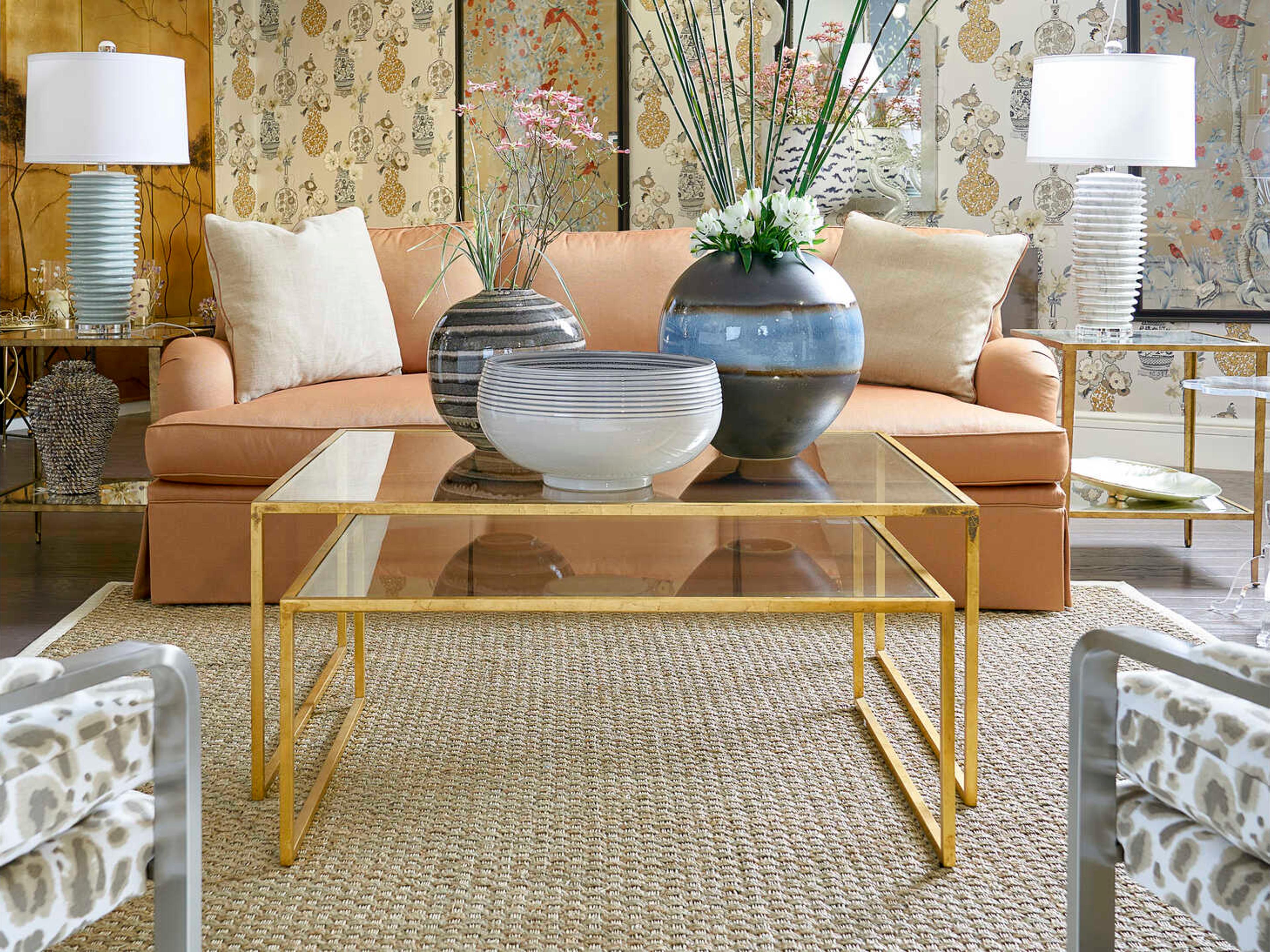 Chelsea House Nested Rectangular Glass Gold Leaf Coffee Table
