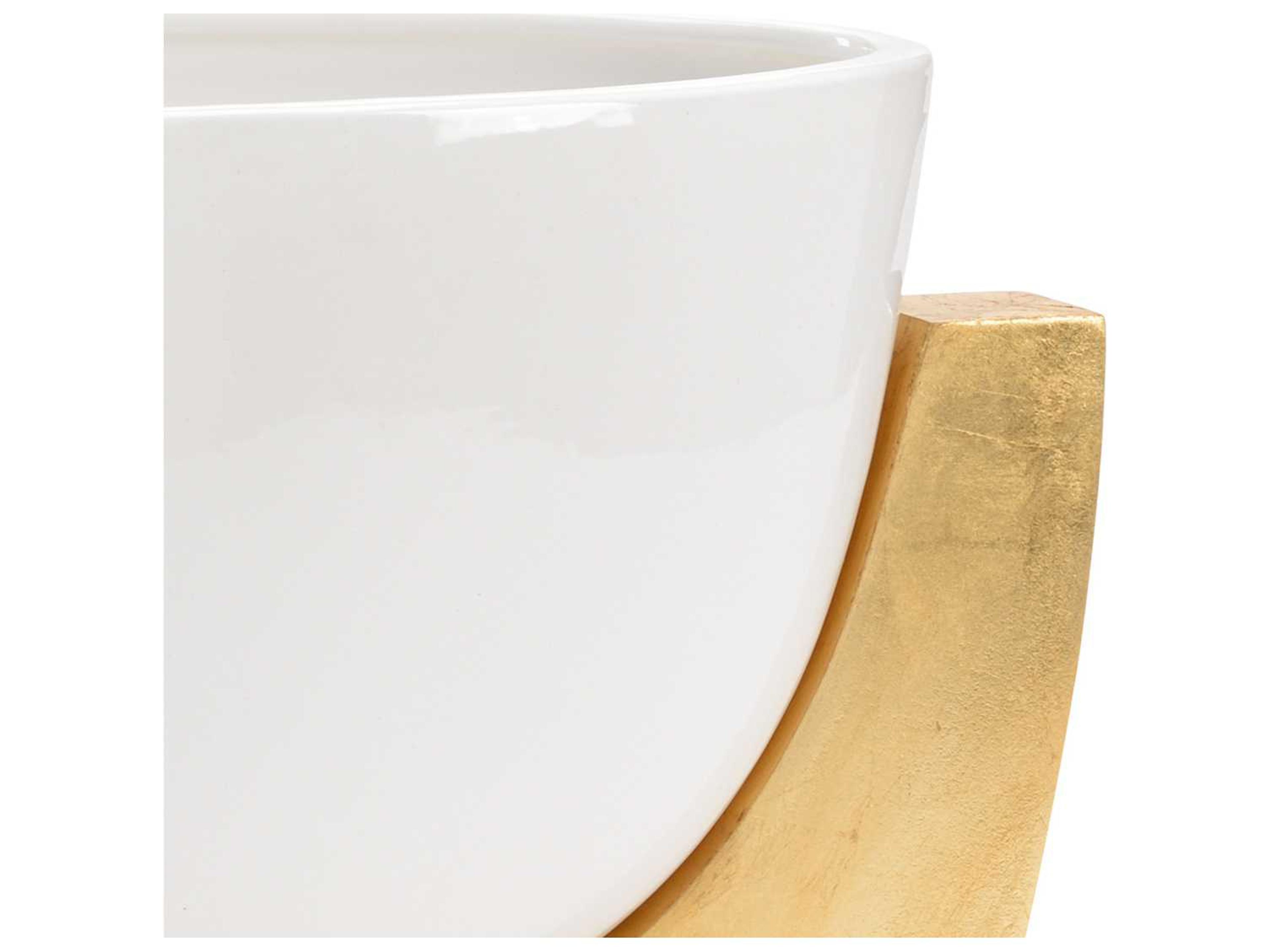 Chelsea House Lander White with Antique Gold Leaf Bowl