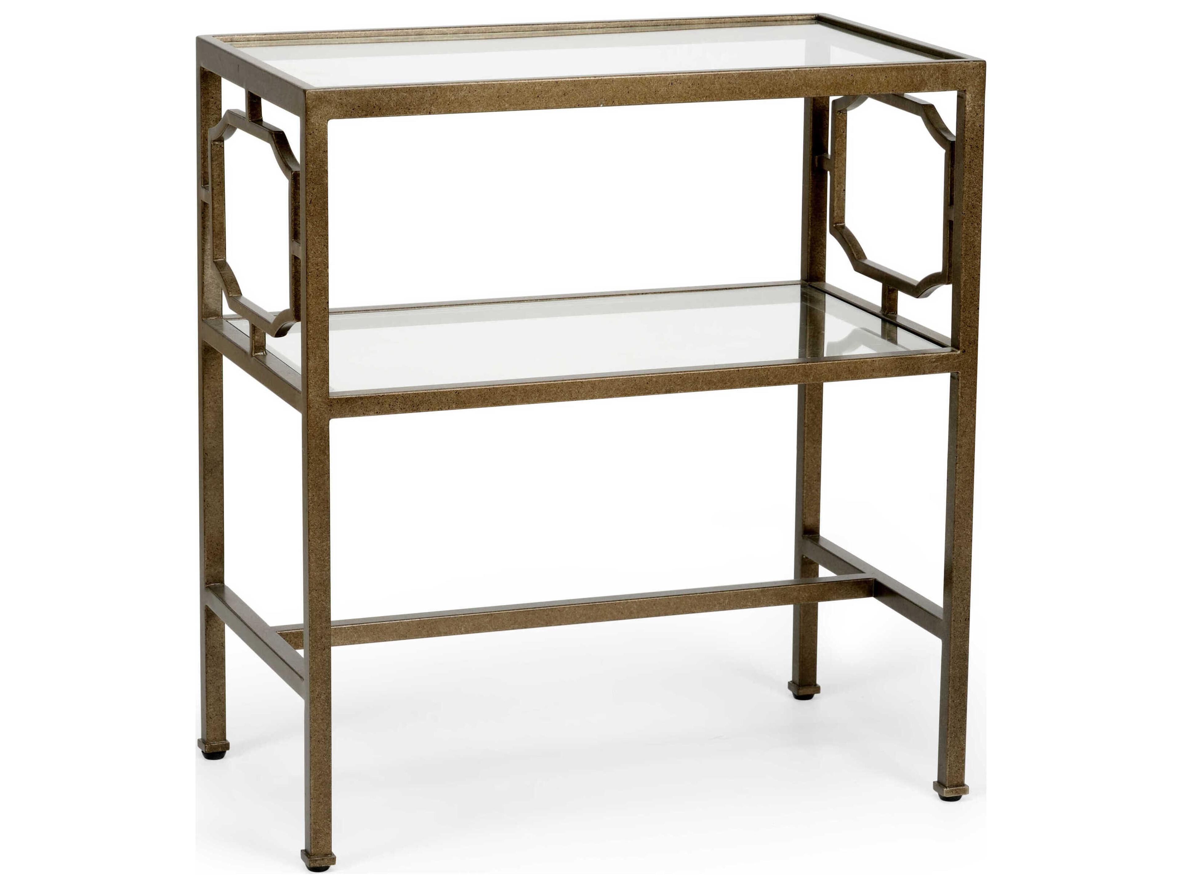 Chelsea House French Rectangular Glass Black Side Table - Bronze