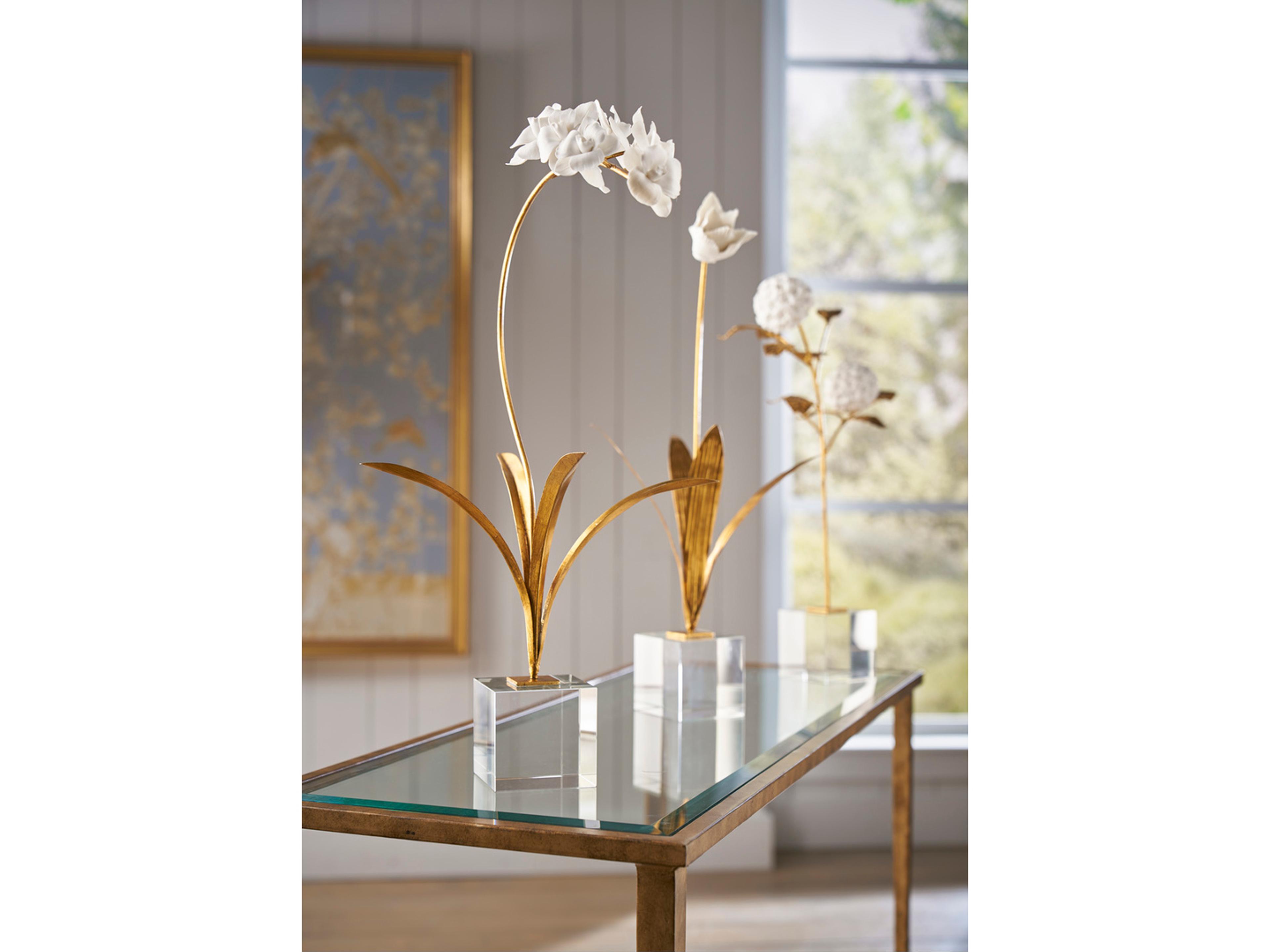 Chelsea House Antique Gold Leaf / White Glaze Tulip Sculpture