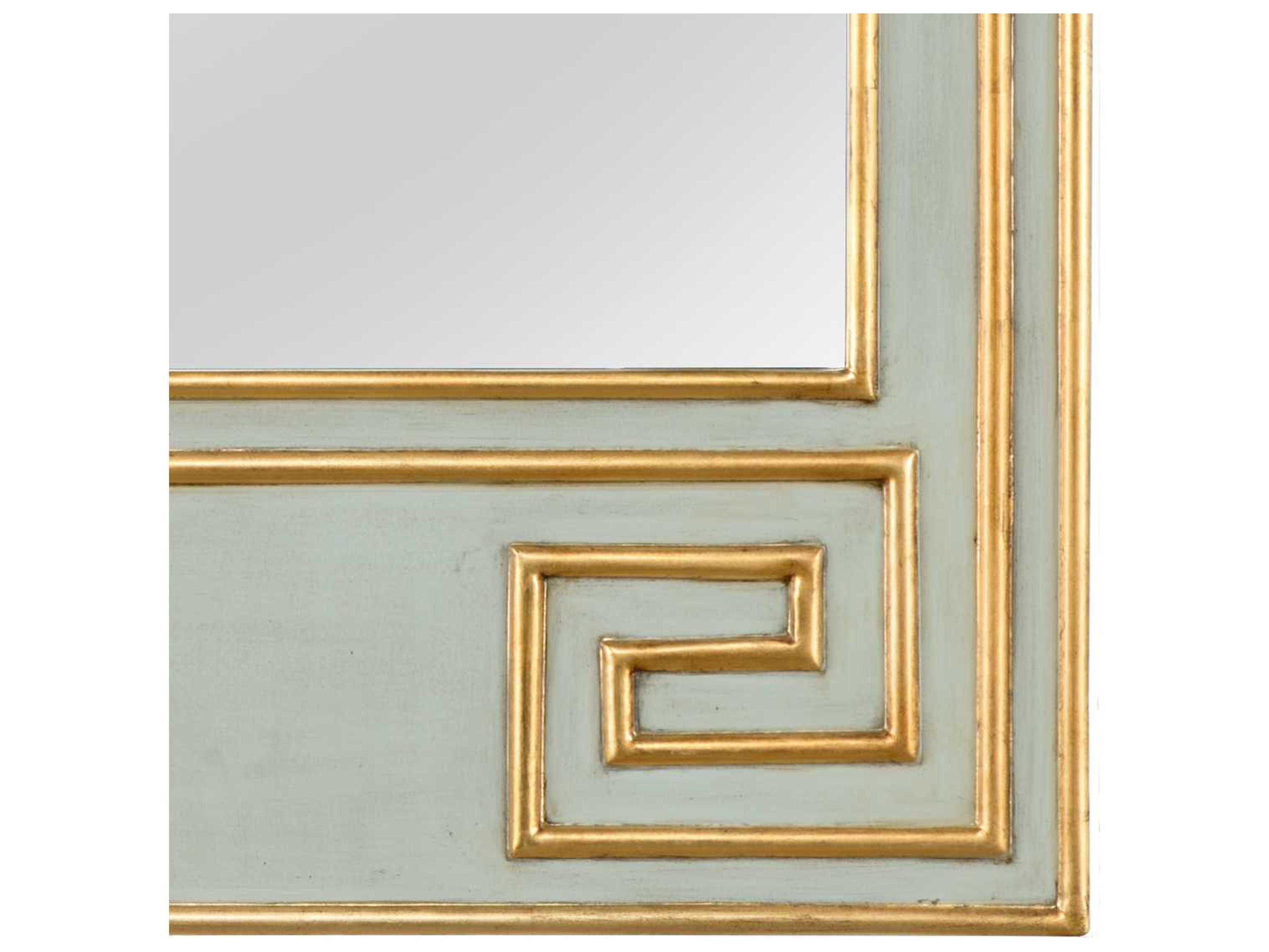 Chelsea House Greek Hall Antique Mint Green with Gold Leaf Rectangular Wall Mirror