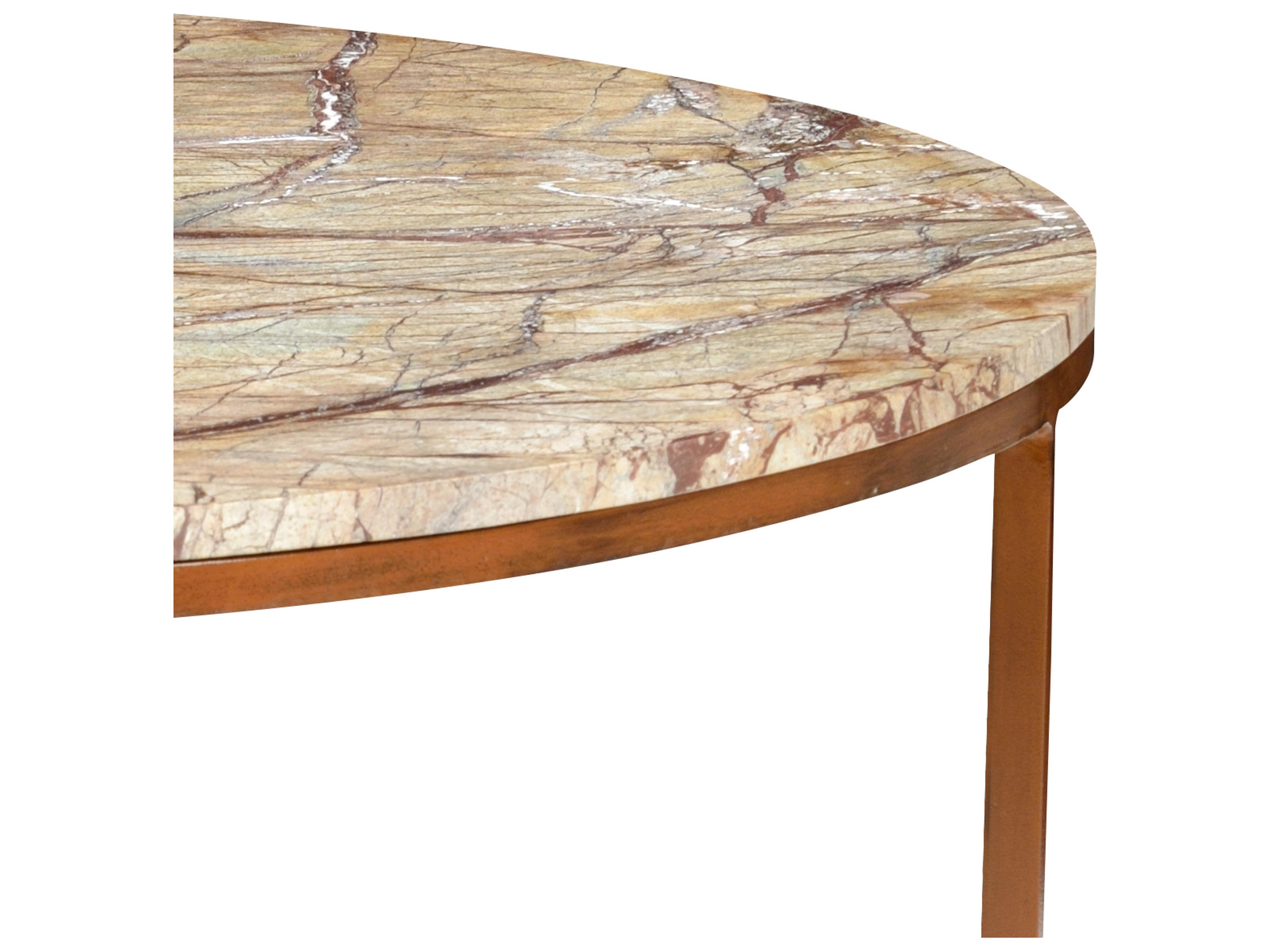 Chelsea House Harvey Round Marble Brown Rust Cocktail Table