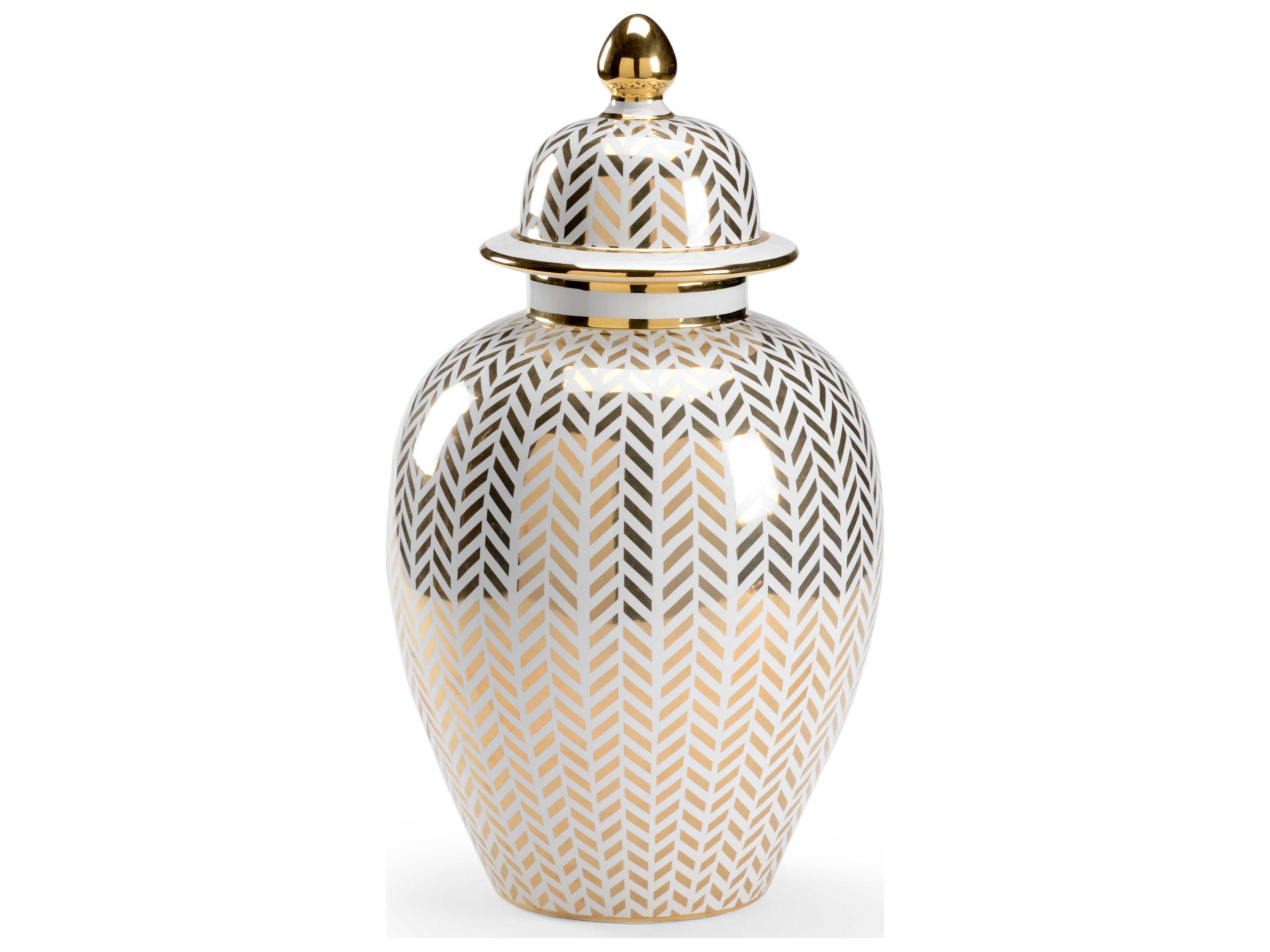 Claire Bell Herringbone Coverd Urn - Gold