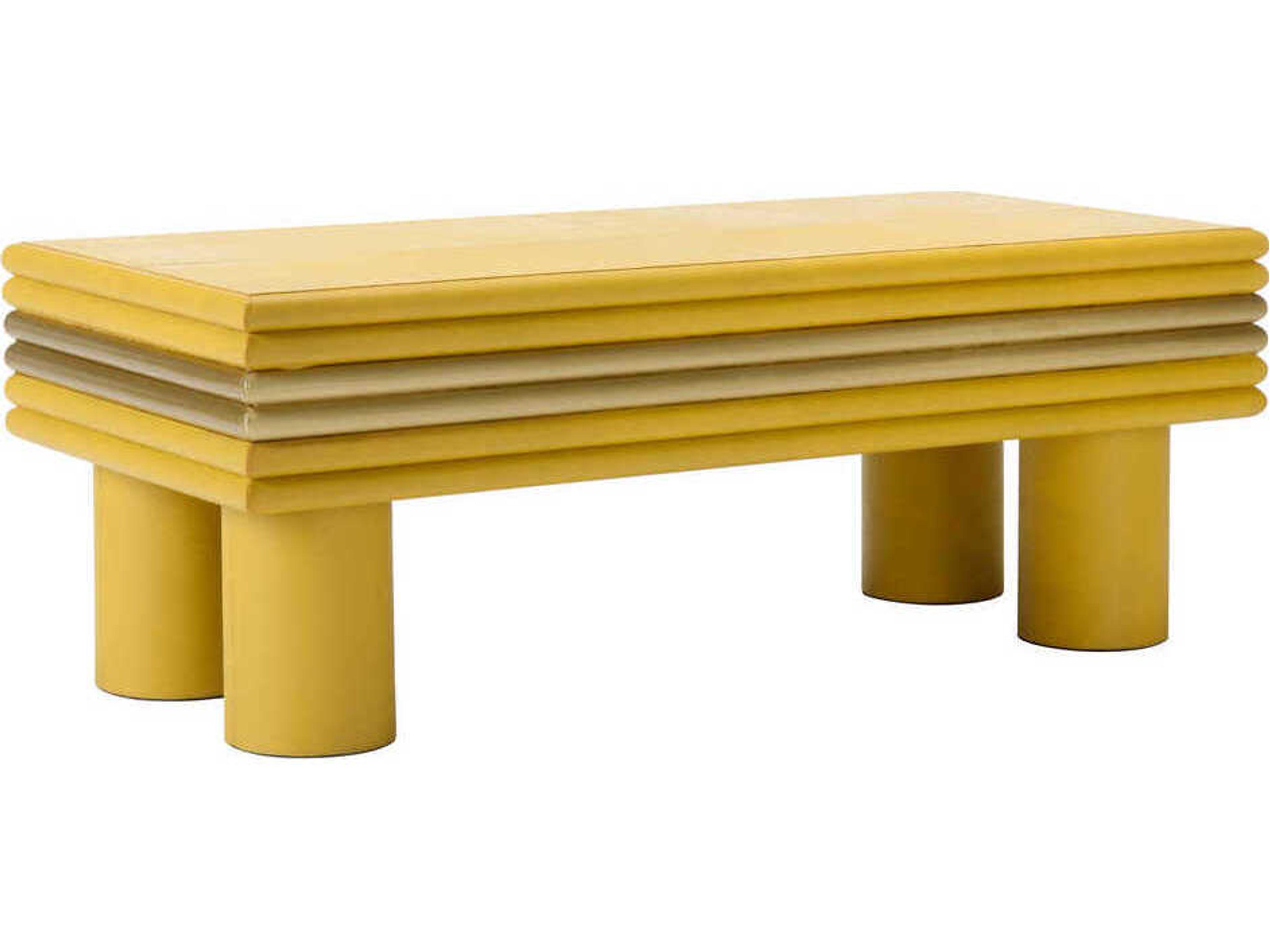 Chelsea House Coulter Rectangular Leather Mustard Coffee Table