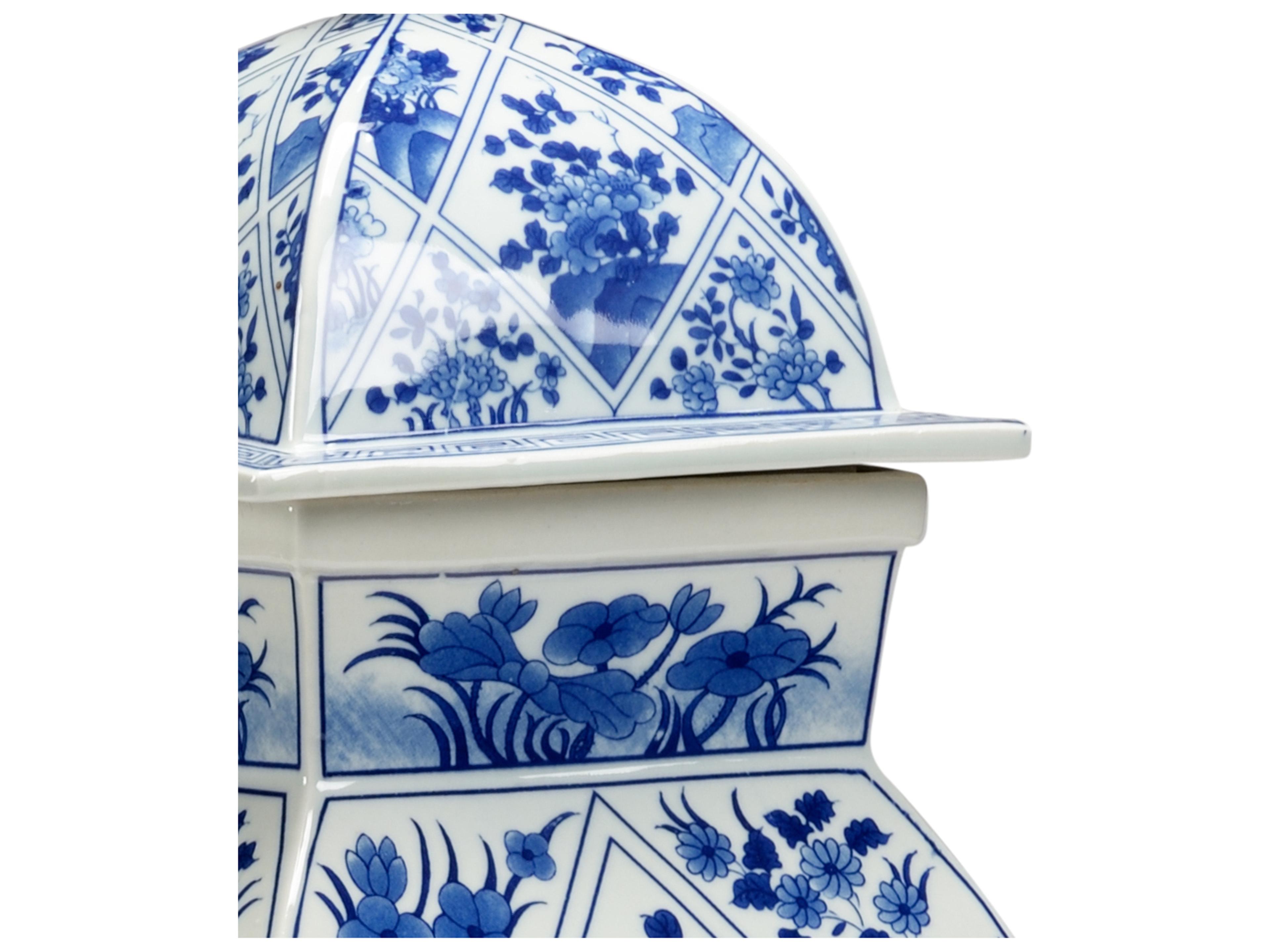 Chelsea House Blue And White Covered Vase