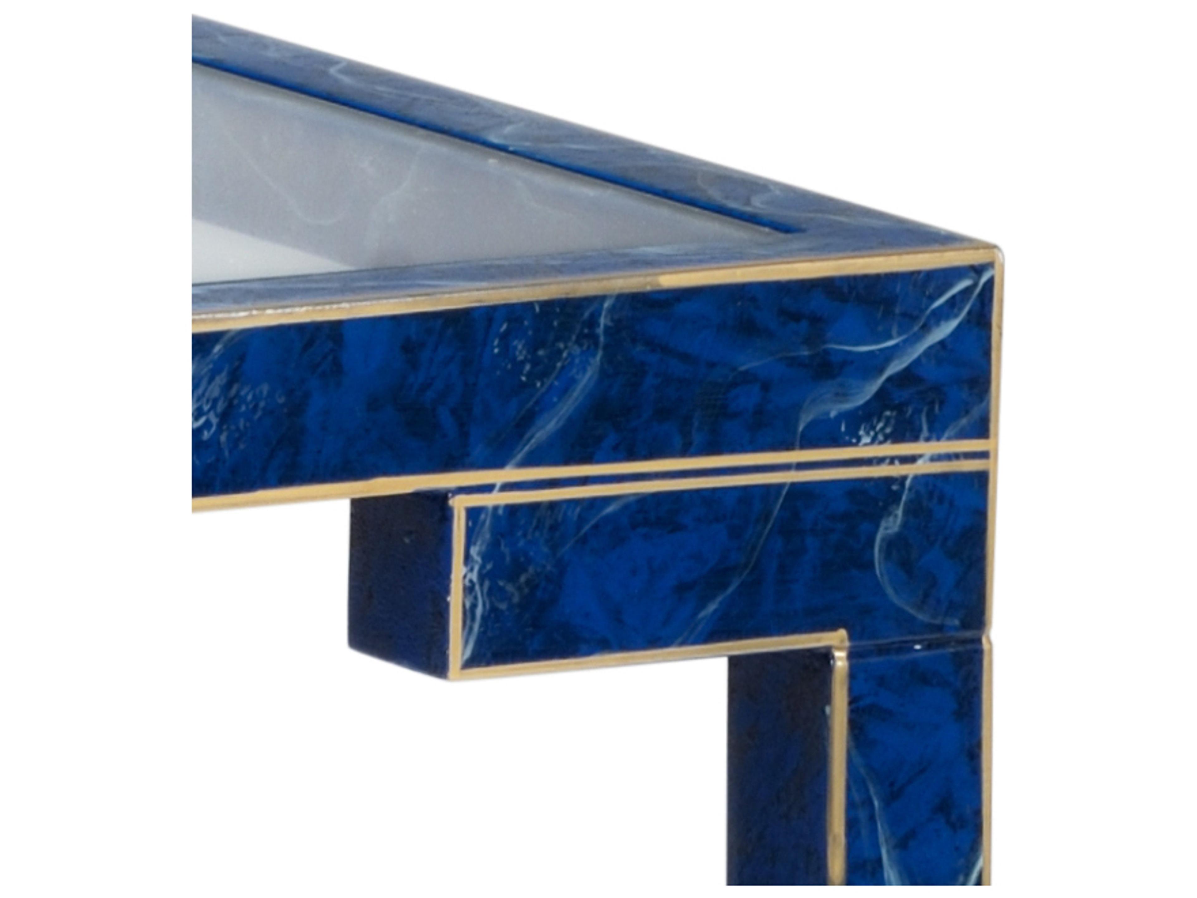 Chelsea House Decker Rectangular Glass Blue Side Table - Lapis