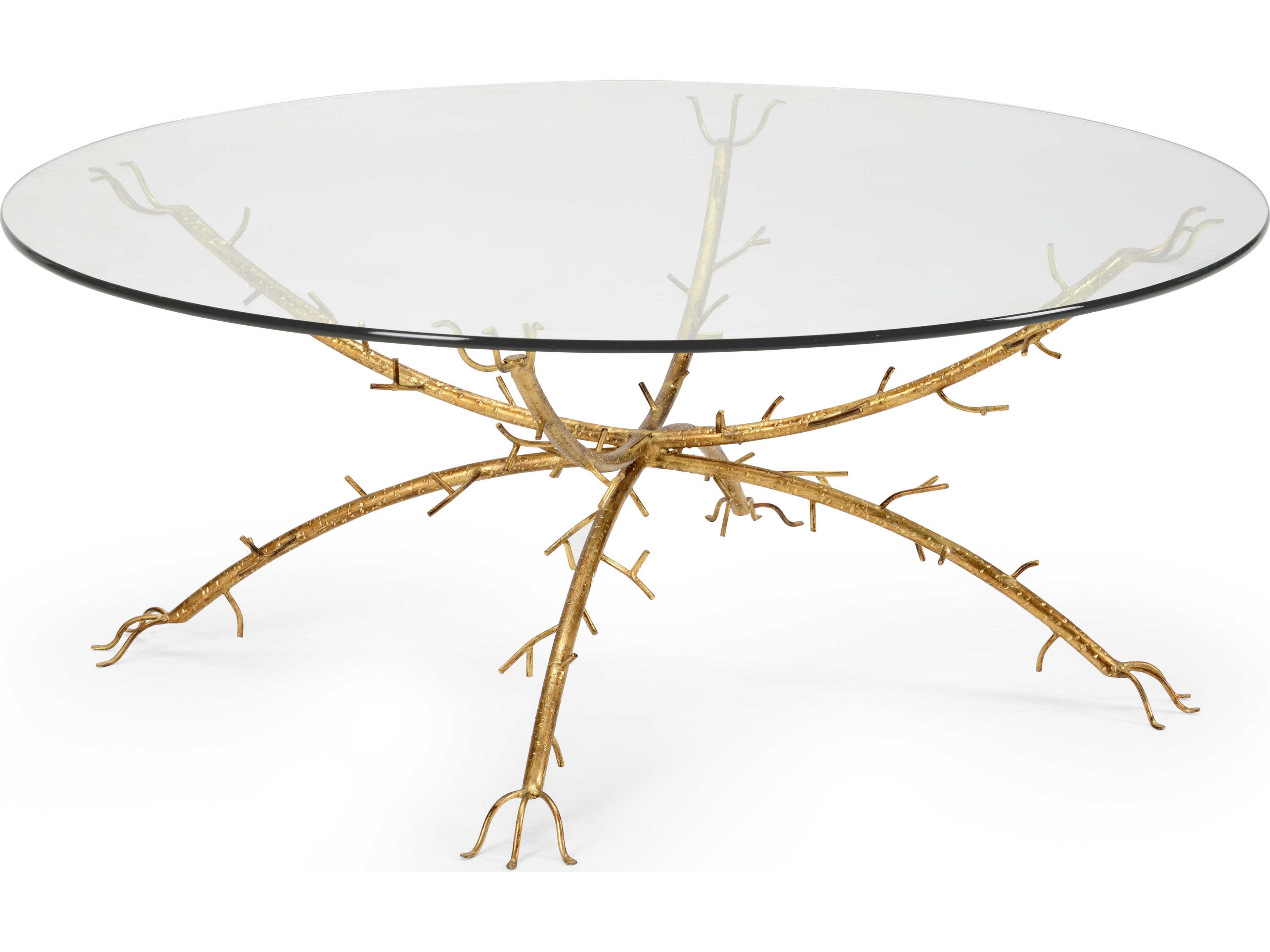 Chelsea House Gold Coral Round Glass Coffee Table