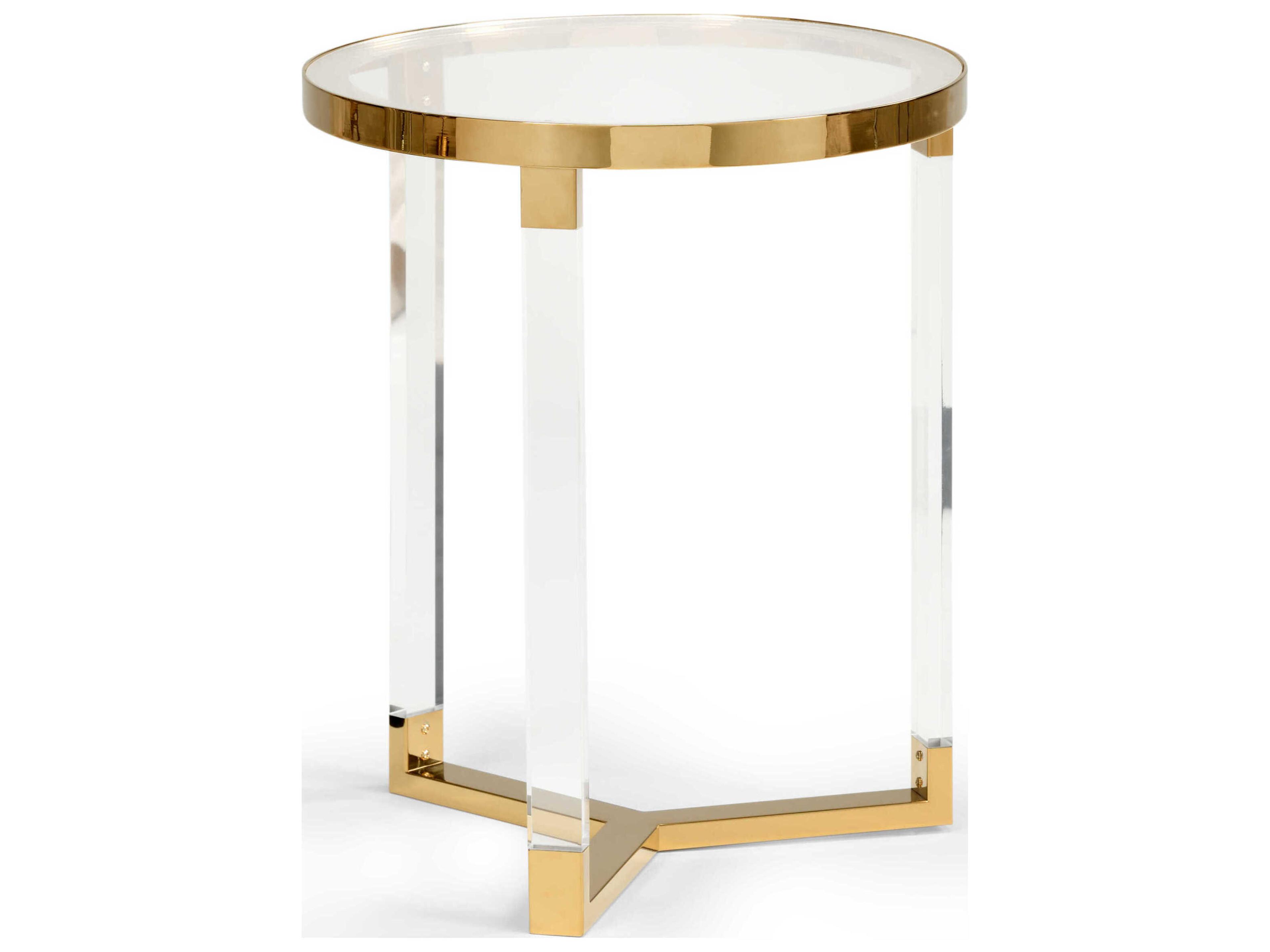 Chelsea House Moravian Round Glass Clear Gold Side Table (Lg)