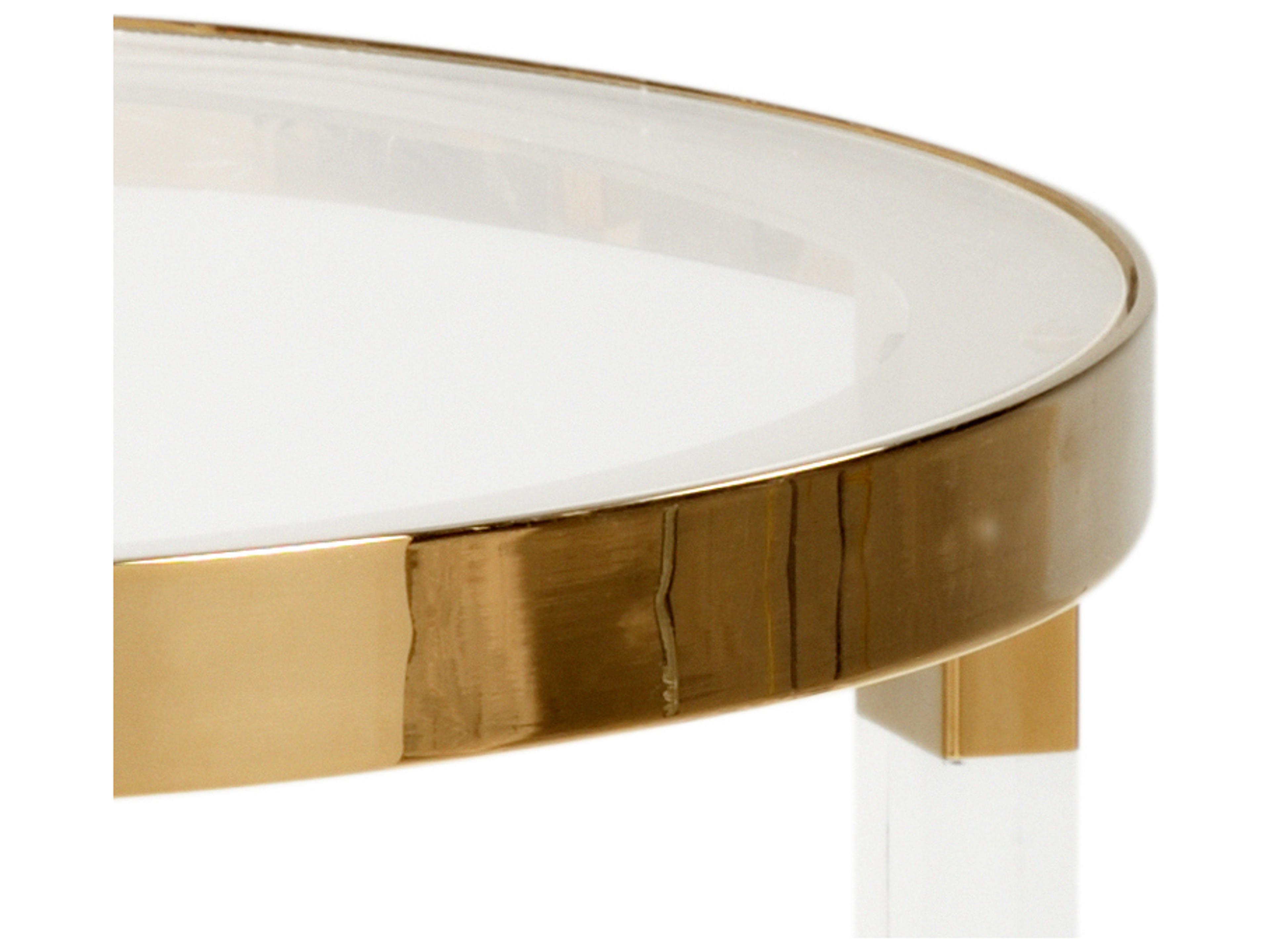 Chelsea House Moravian Round Glass Clear Gold Side Table (Lg)