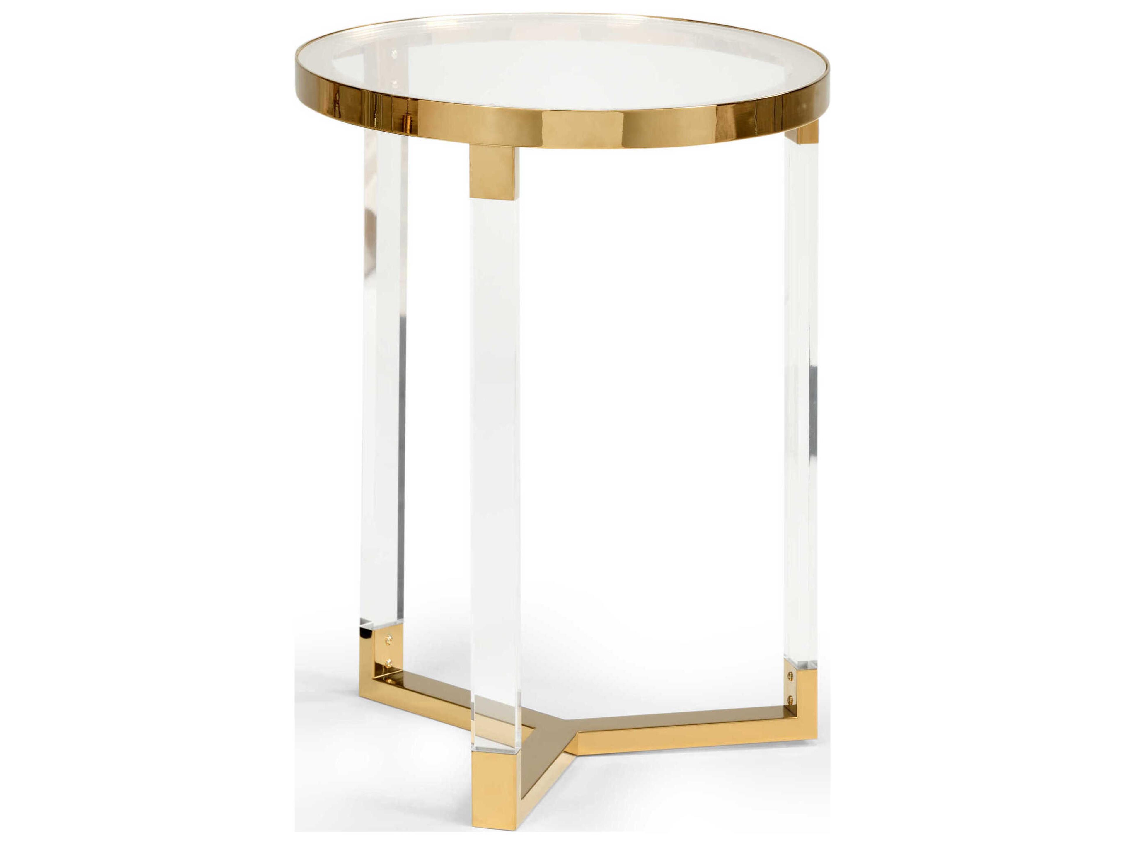 Chelsea House Moravian Round Glass Clear Gold Side Table (Sm)