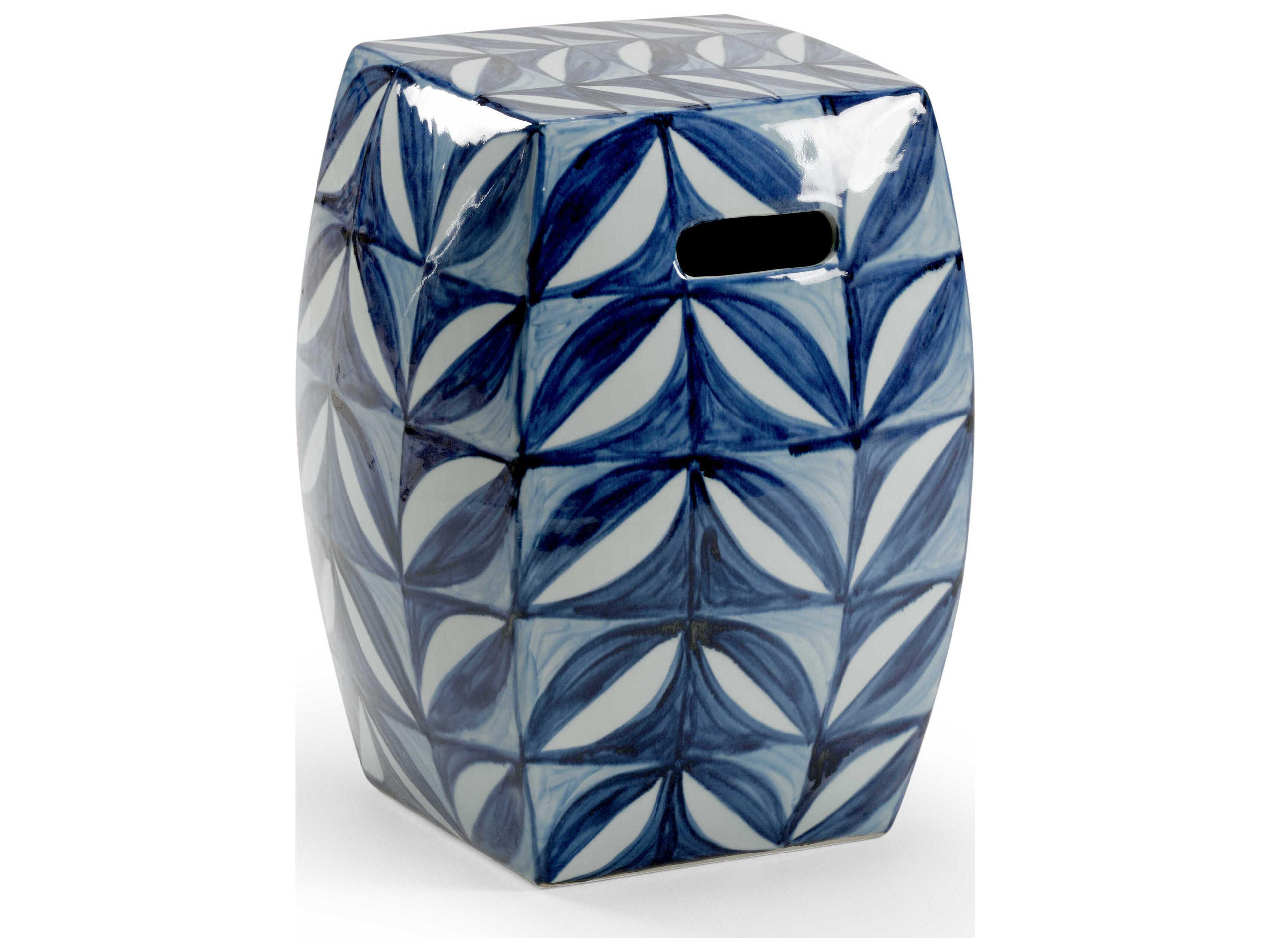 Blue White Accent Stool