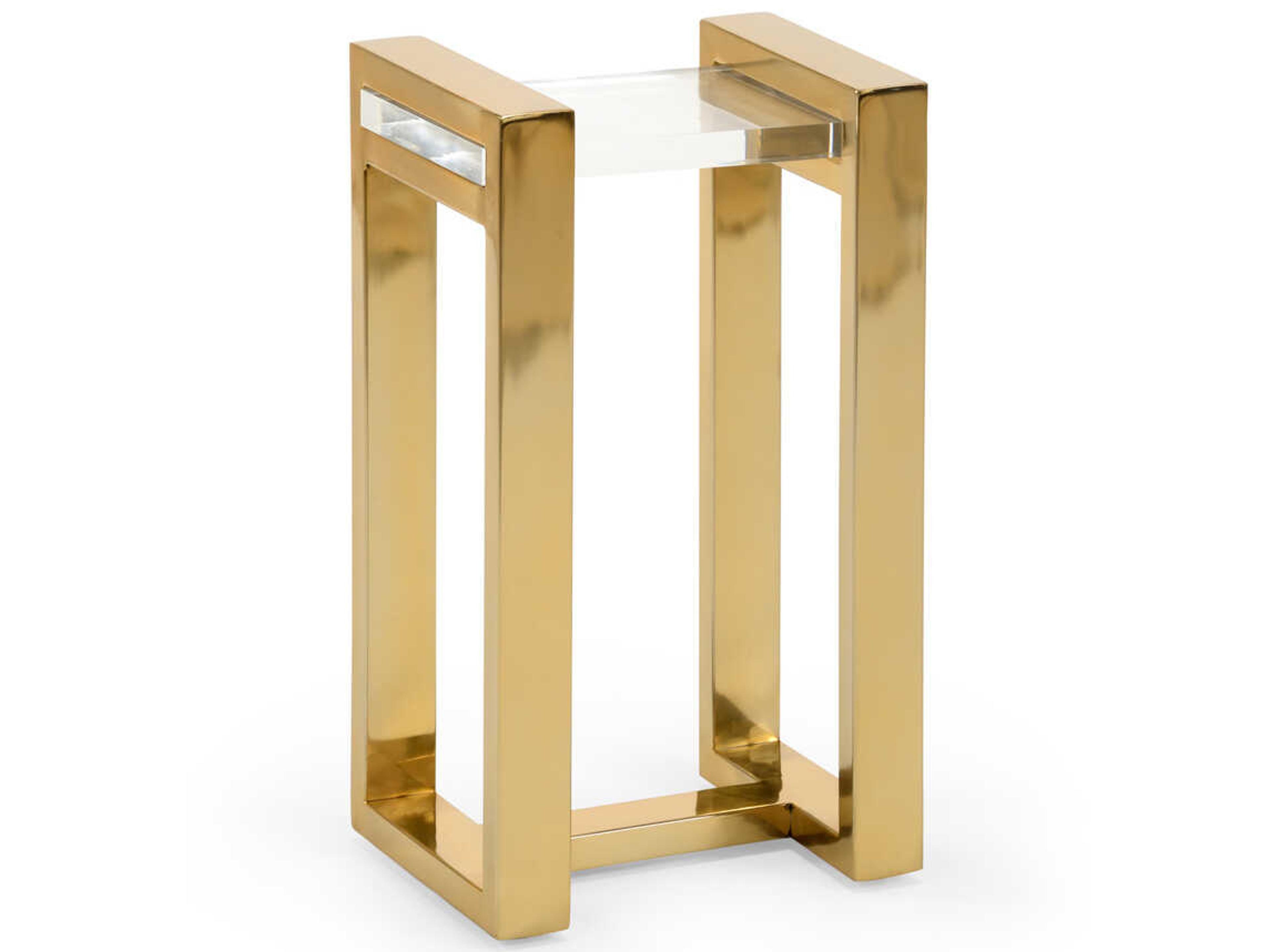 Chelsea House Rectangular Acrylic Polished Brass Clear End Table