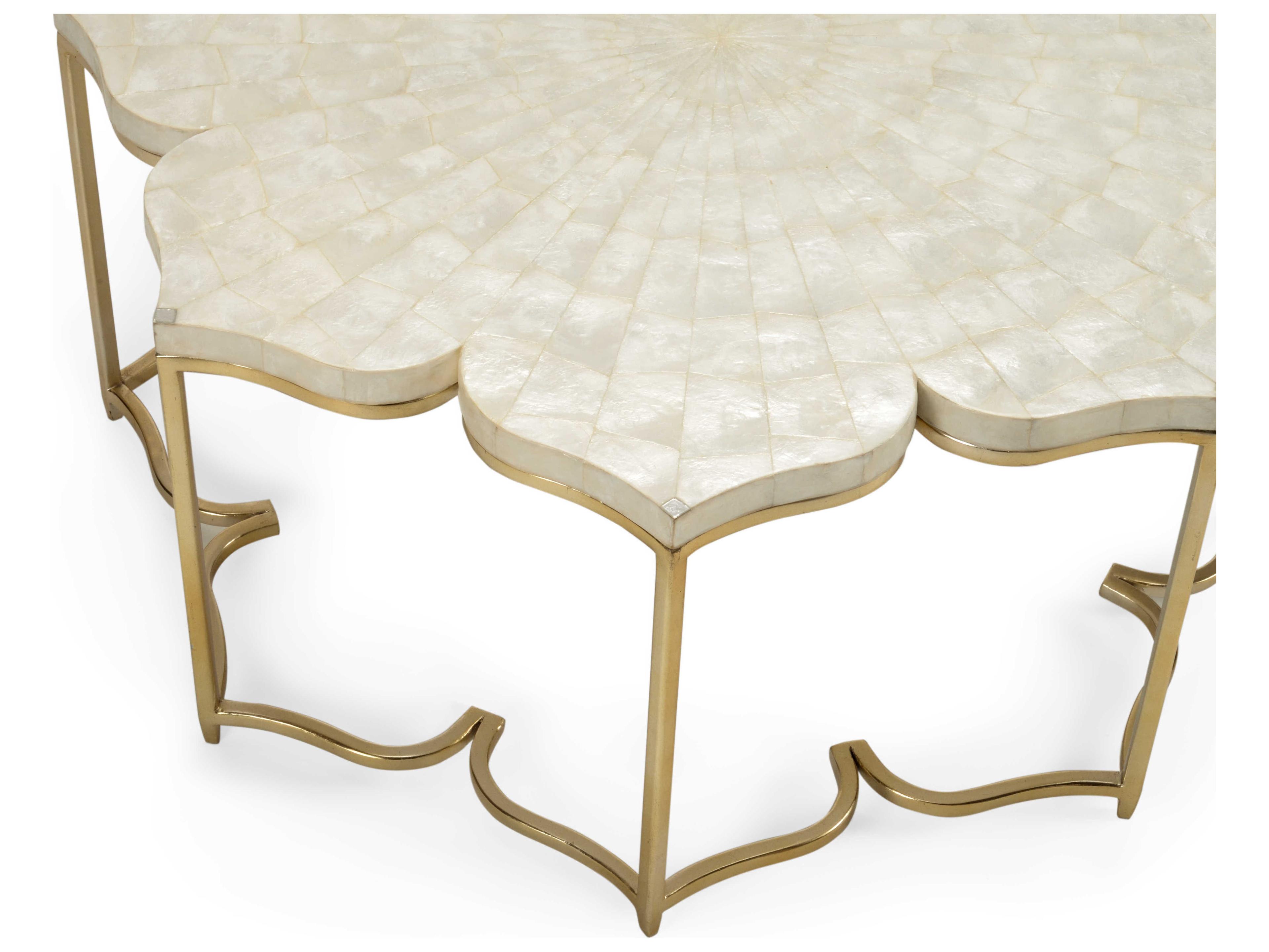 Chelsea House Lotus Flower Inspired Natural Capiz Coffee Table