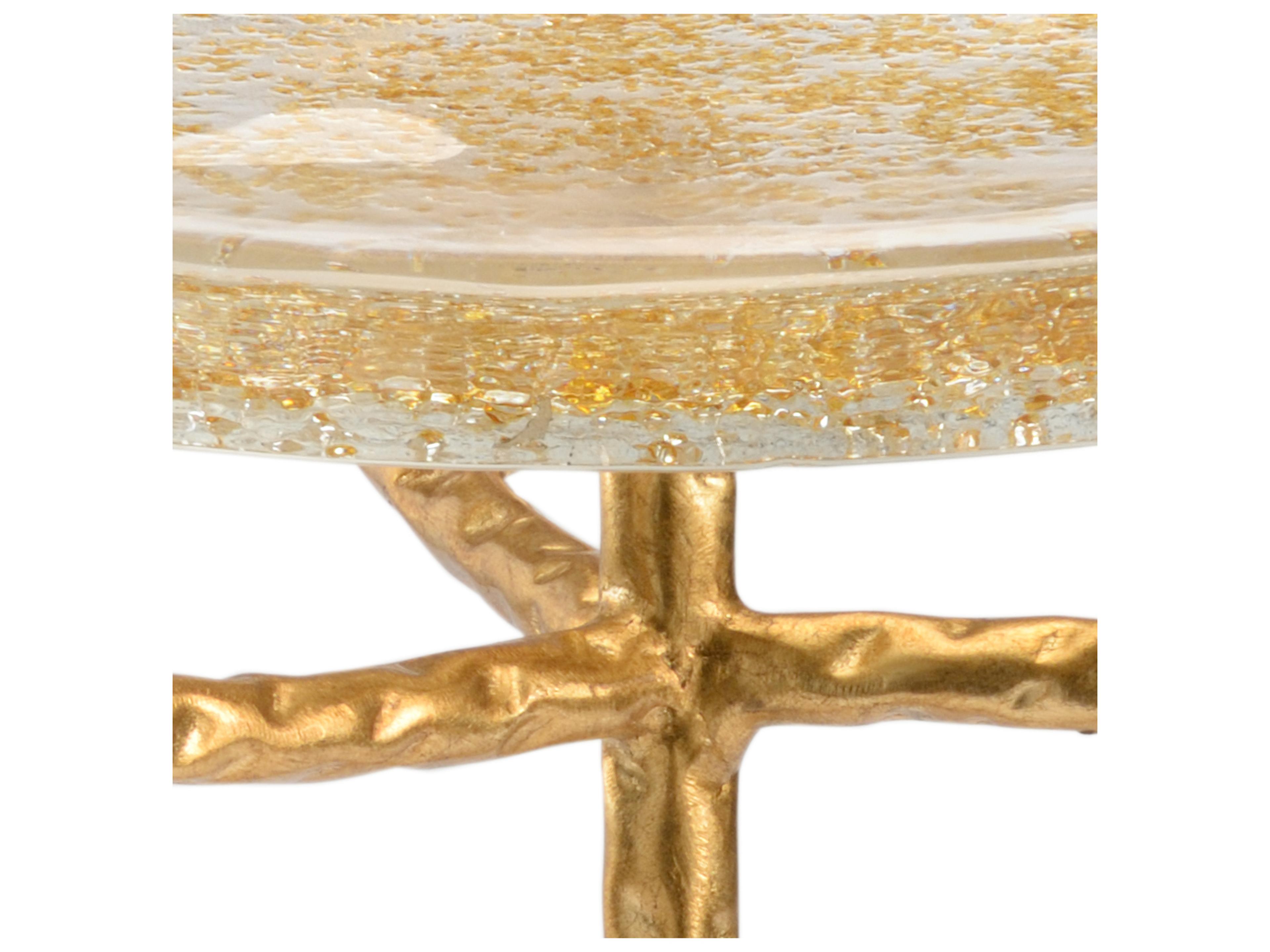 Chelsea House Gold Twig Round Glass Side Table