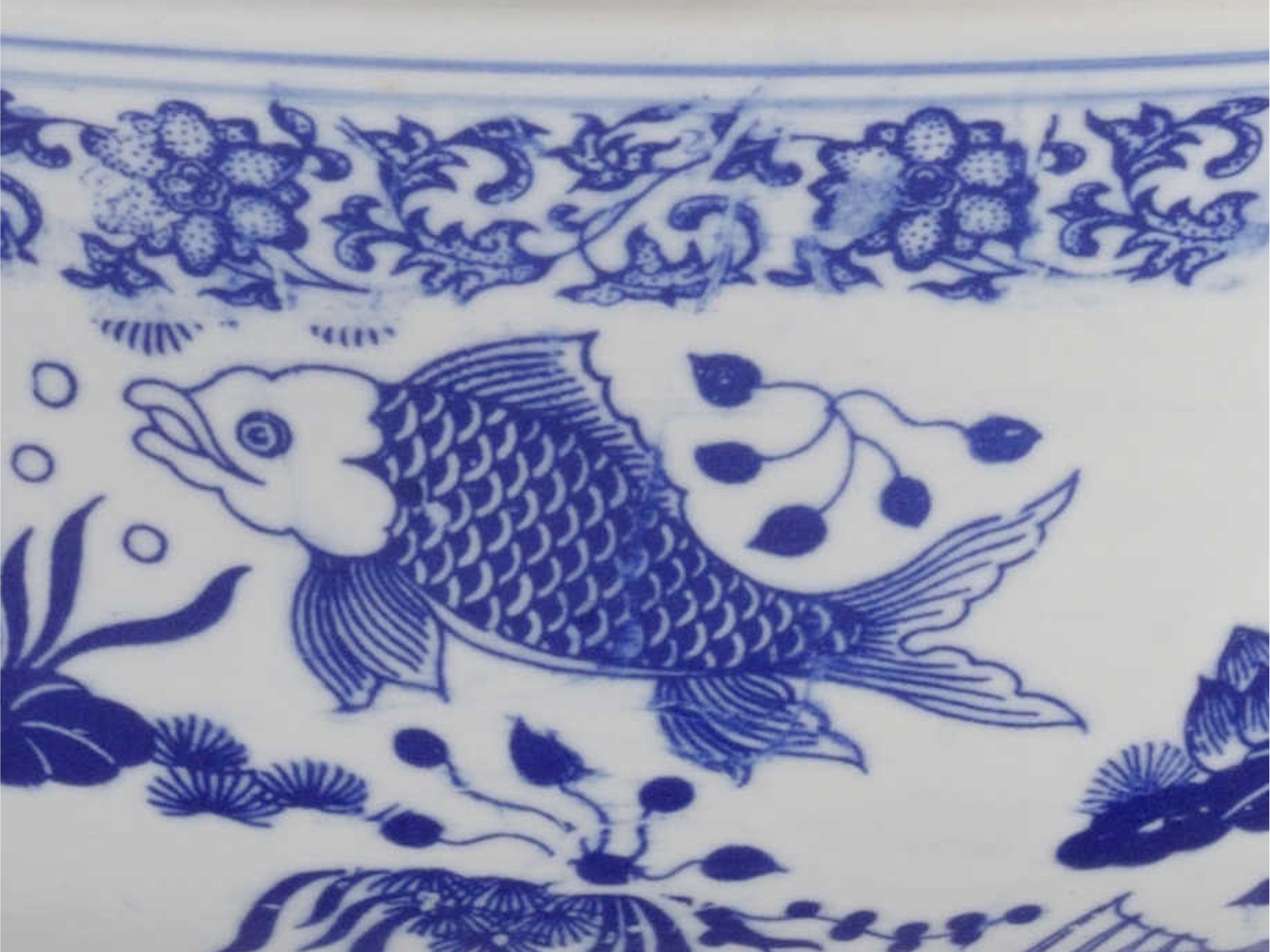 Chelsea House Blue / White Glaze 16" Decorative Bowl