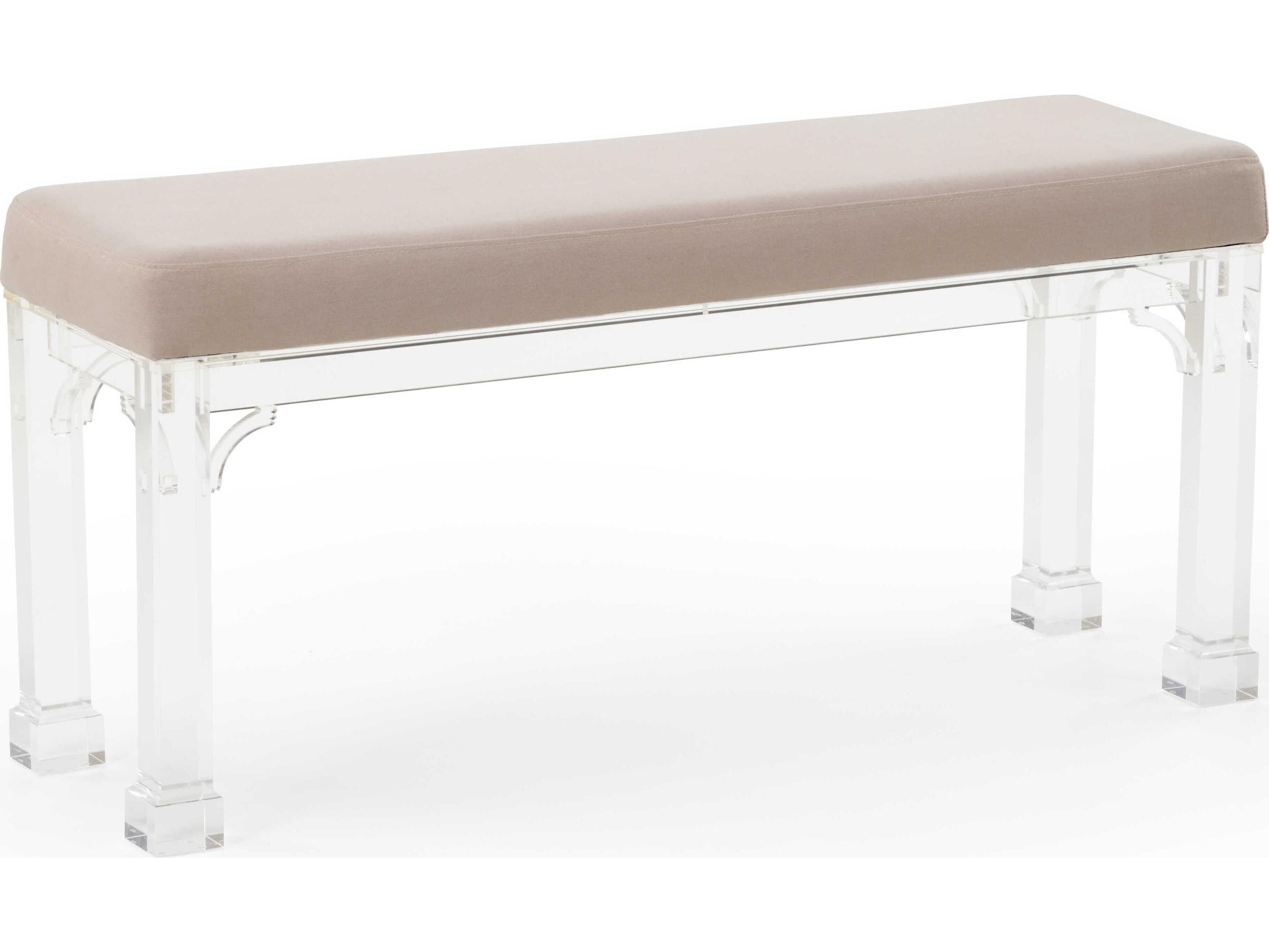 Clear White Upholstered Accent Bench