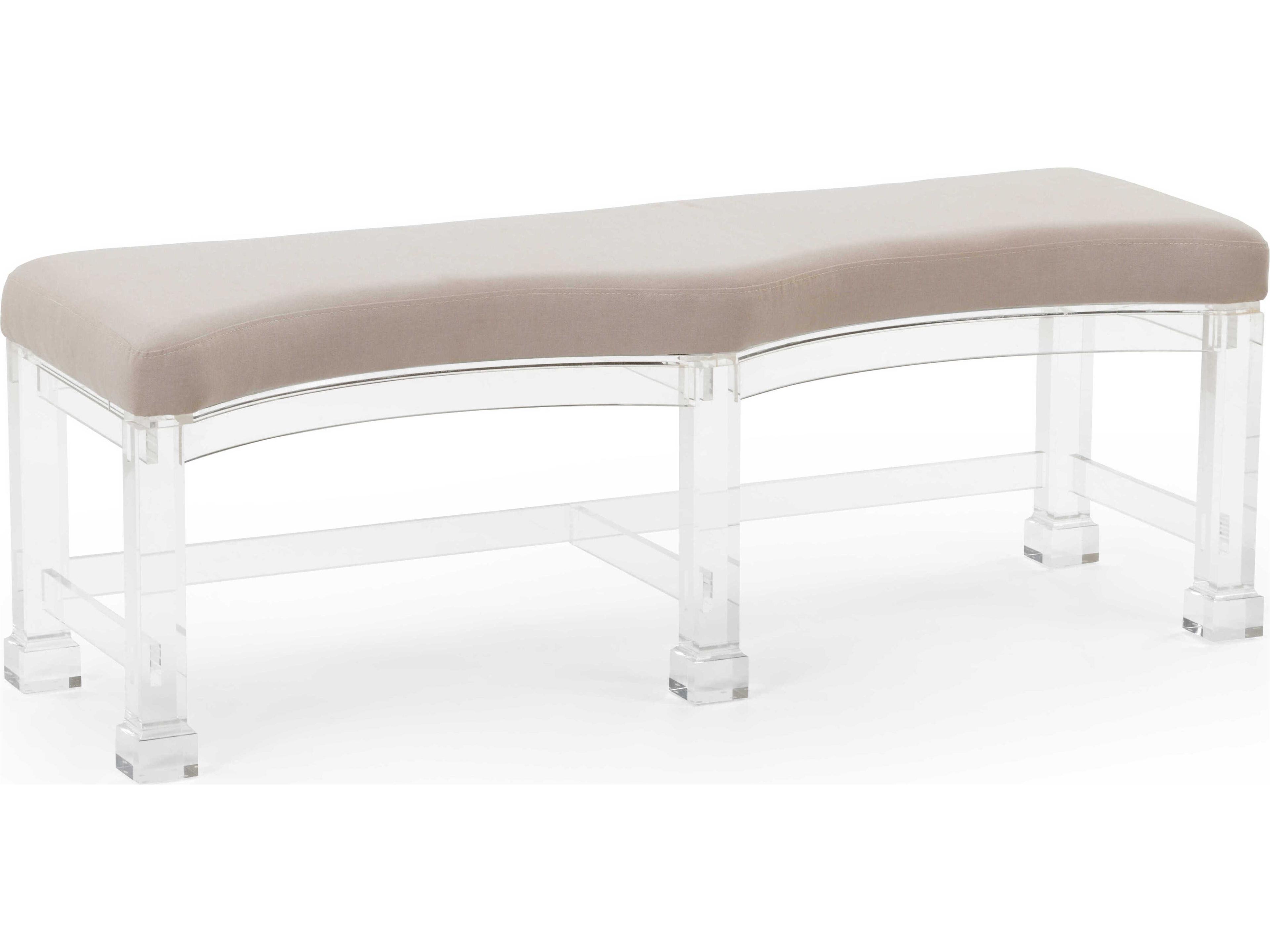 Clear White Upholstered Accent Bench