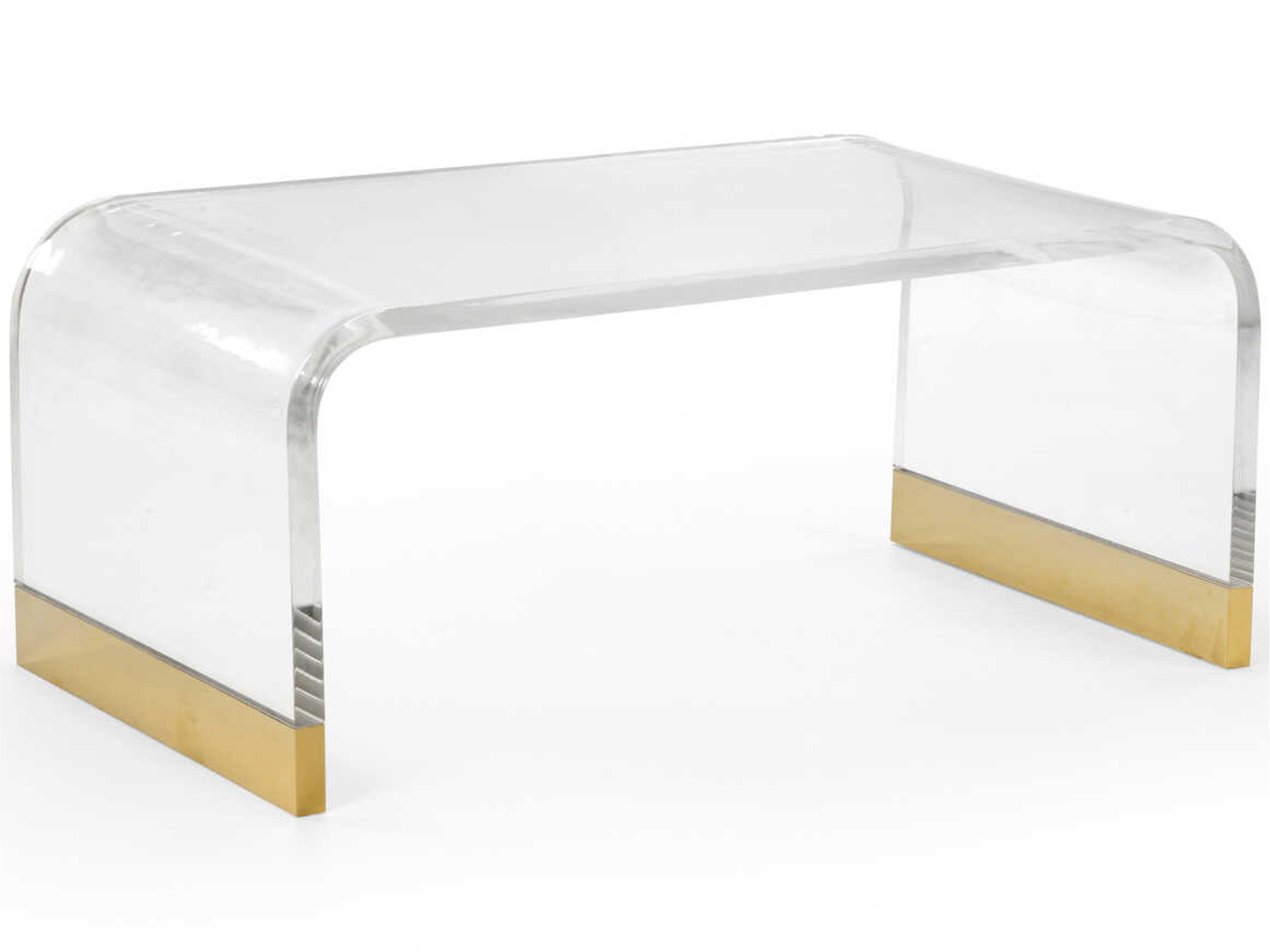 Rectangular Acrylic Clear Antique Brass Coffee Table