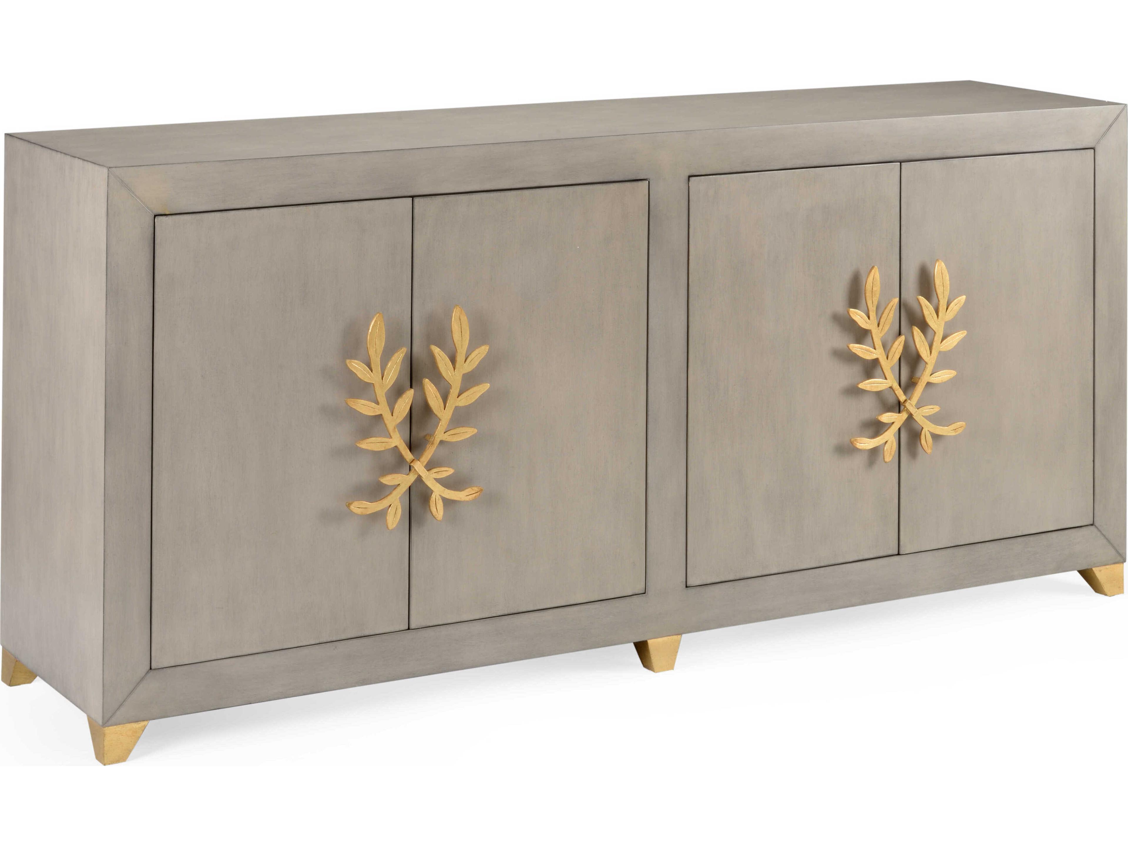Claire Bell Longleaf Rectangular Wood Gray Gold Console