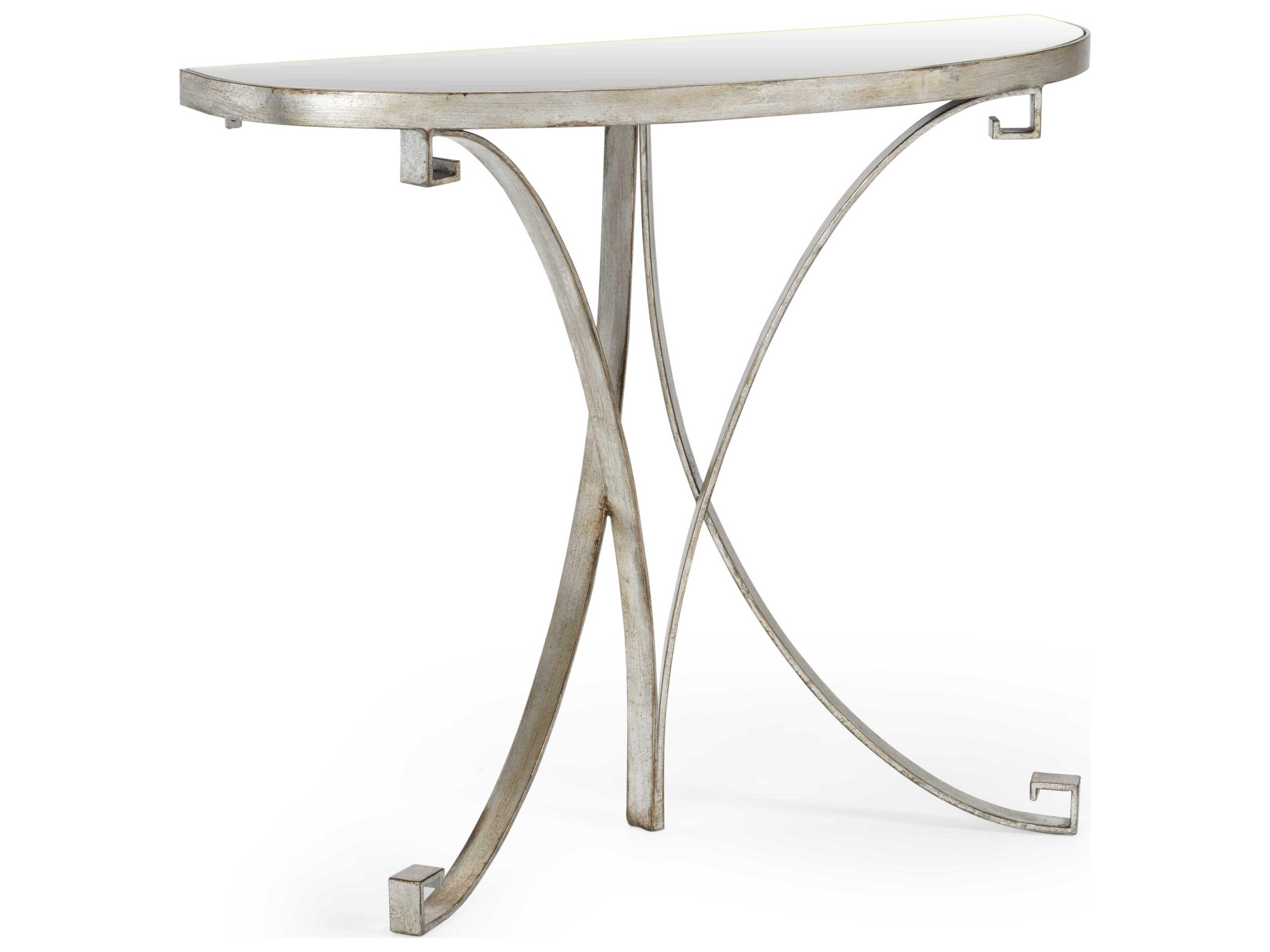 Chelsea House Cain Demilune Mirror Console - Silver