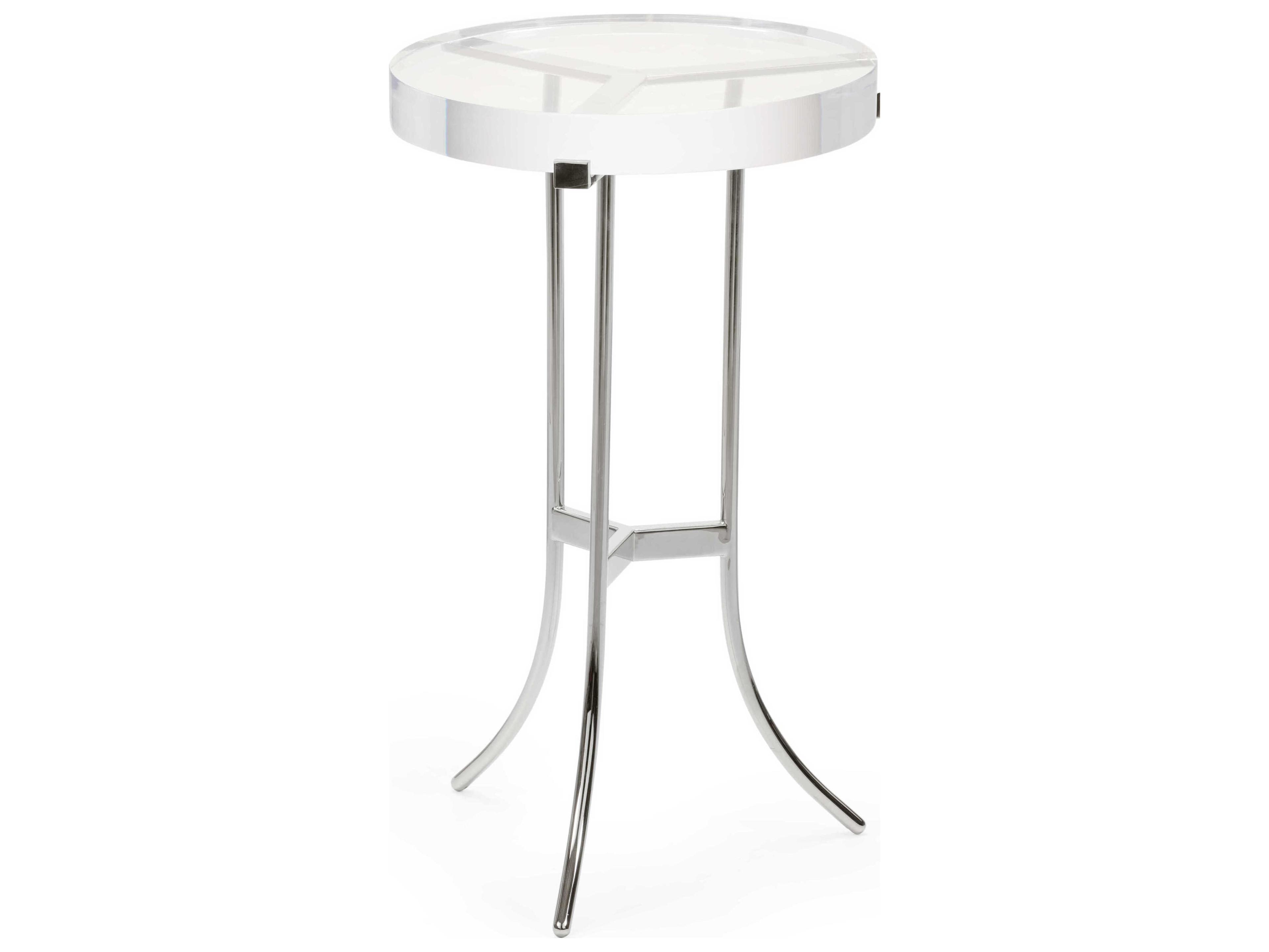 Ragsdale Acrylic Round Clear Silver Side Table
