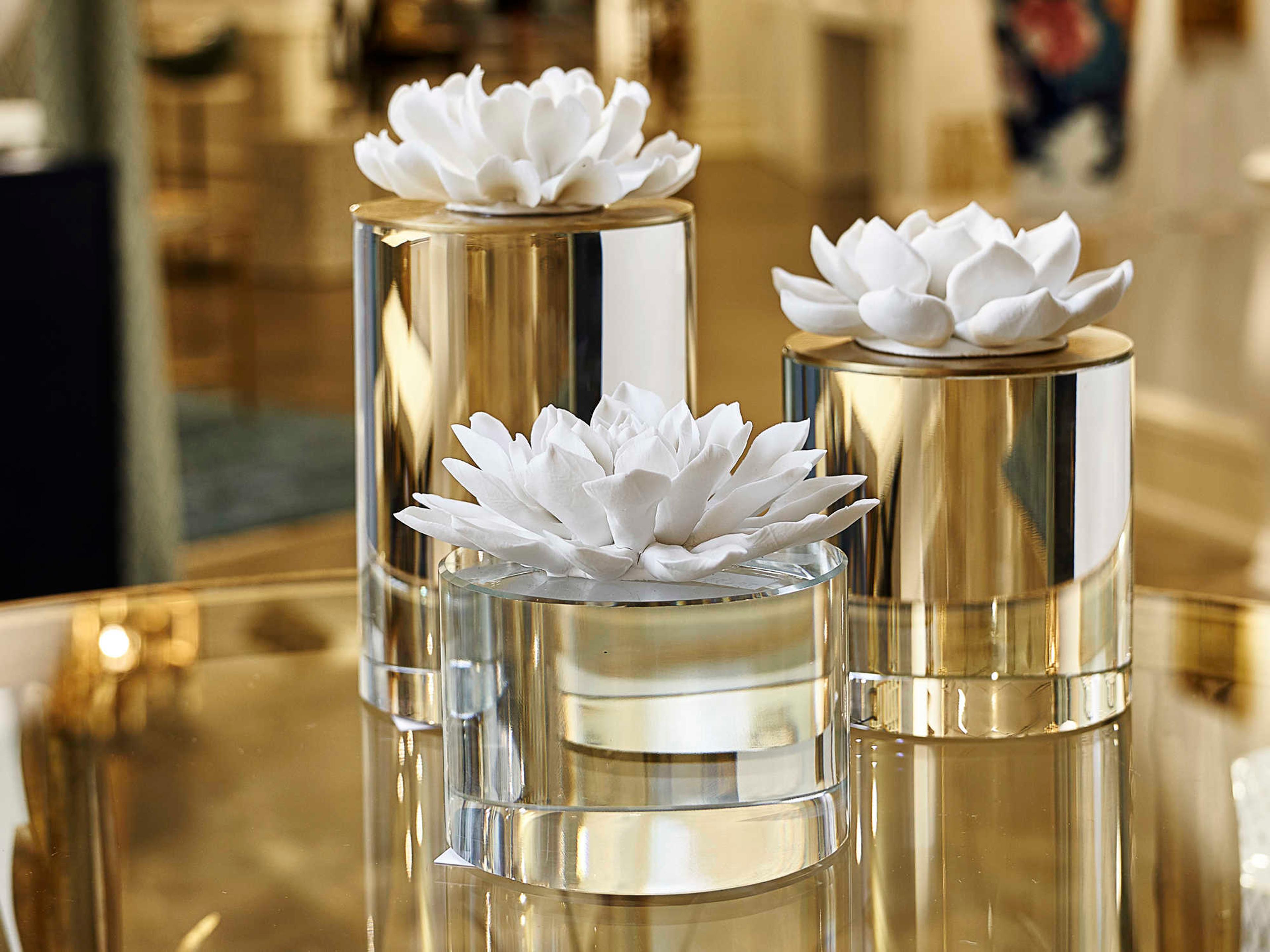 Chelsea House Matte White Antique Brass Clear Decorative Accent