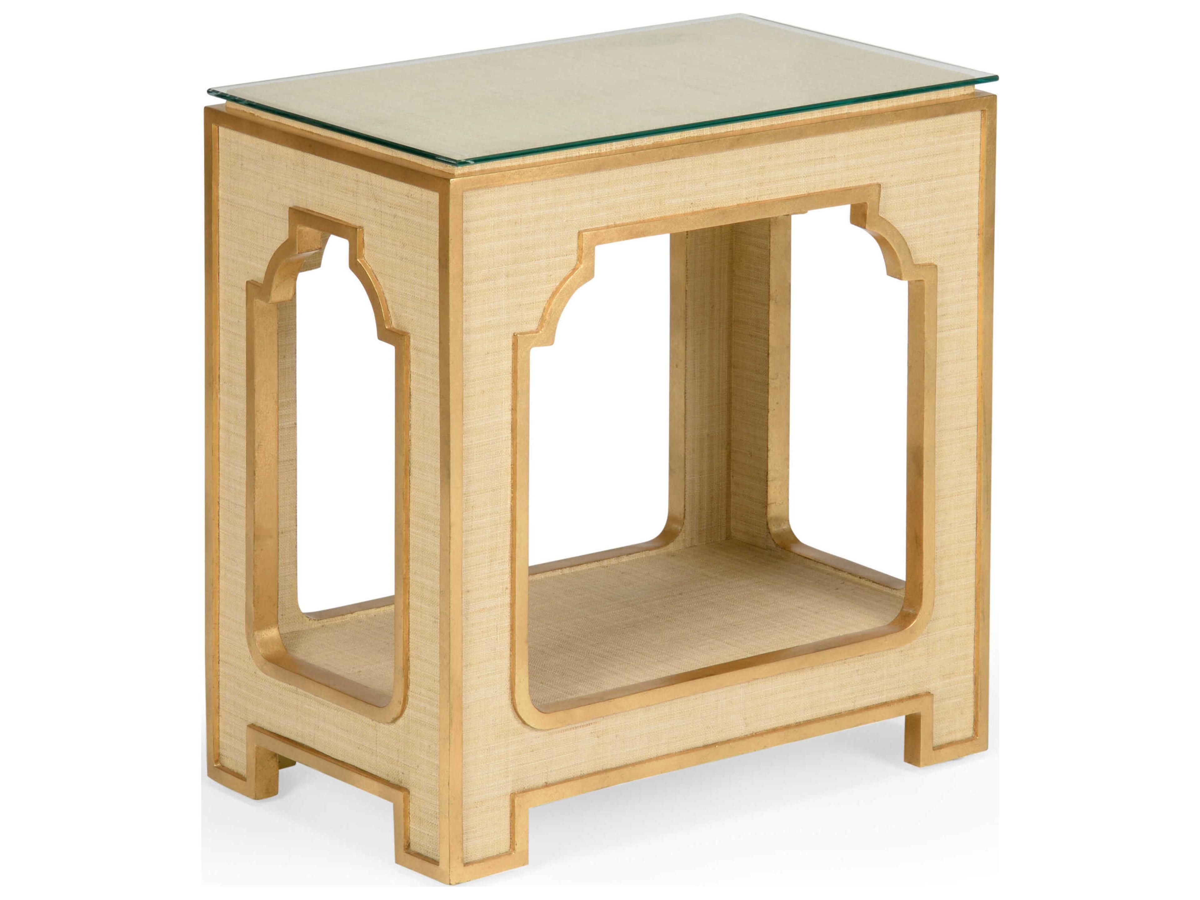 Chelsea House Jamie Merida Yangon Rectangular Glass White Side Table - Cream